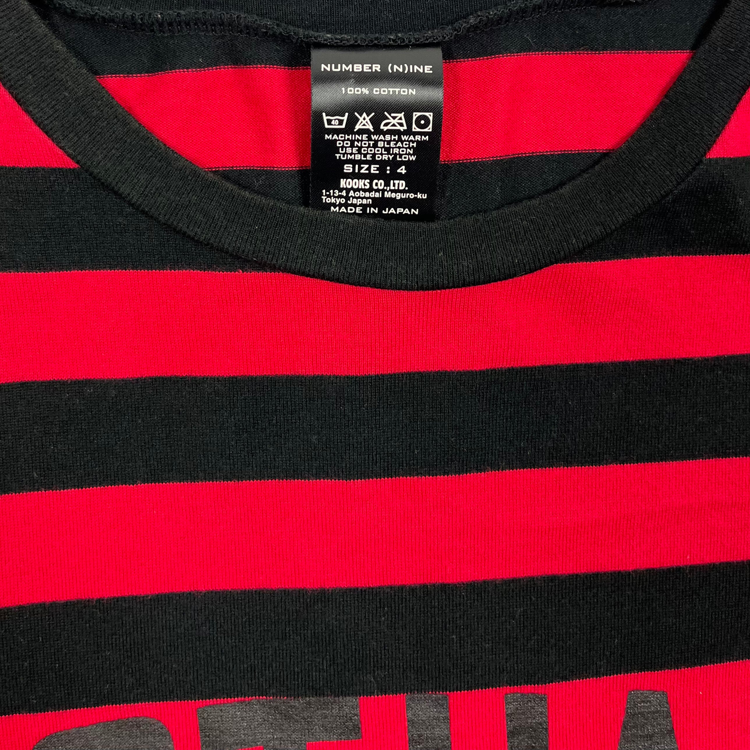 NUMBER (N)INE 2002 Red Striped Gotham City Tee
