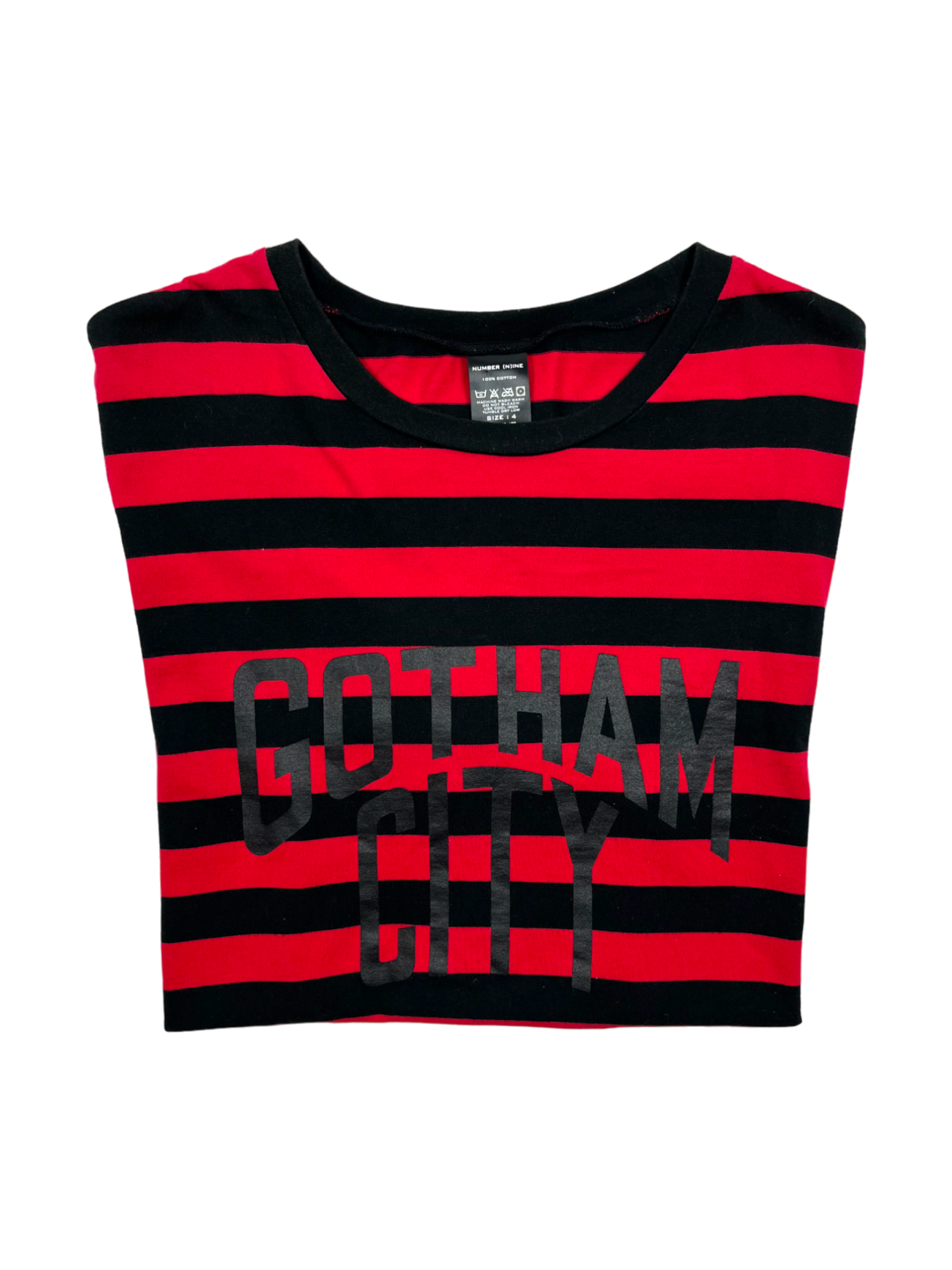 NUMBER (N)INE 2002 Red Striped Gotham City Tee