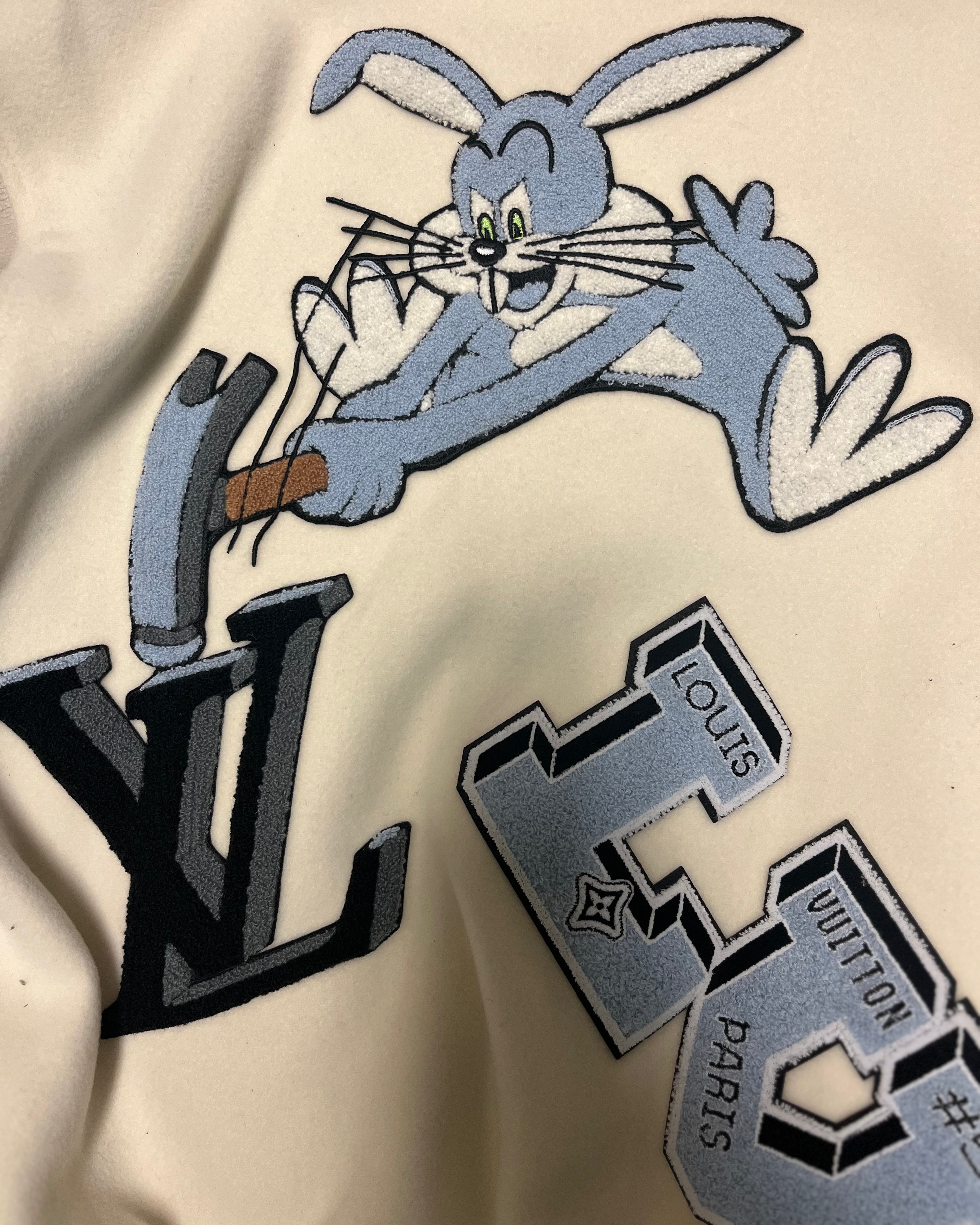 Louis Vuitton Multi Patches Mixed Leather Milky Cream Bunny Varsity Blouson