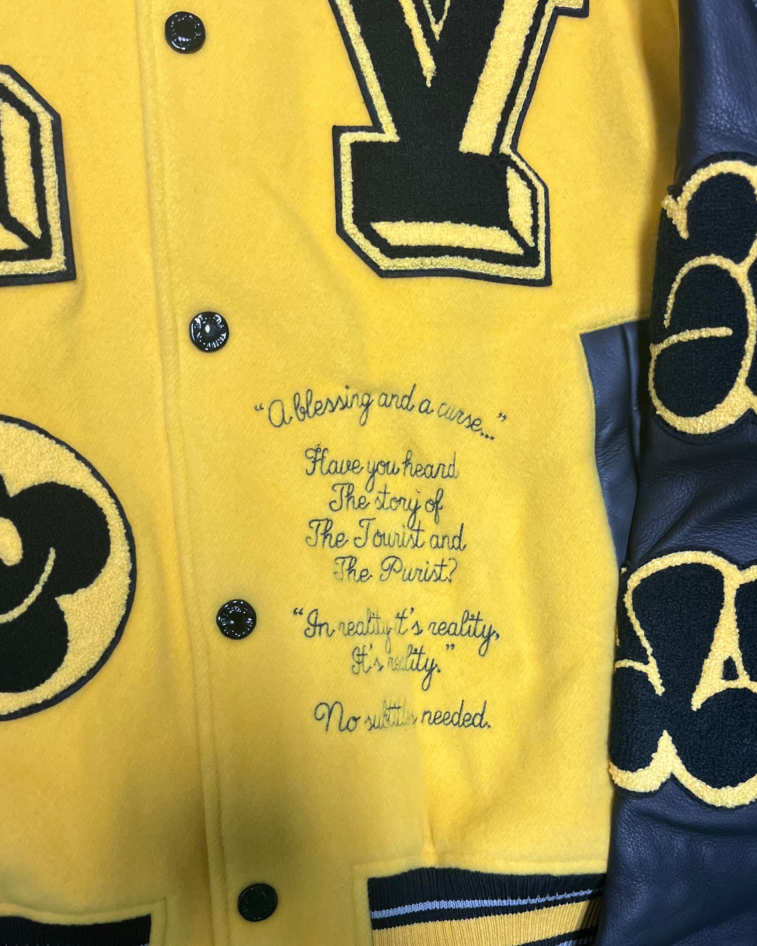 Louis Vuitton Black Yellow Leather Embroidered Varsity