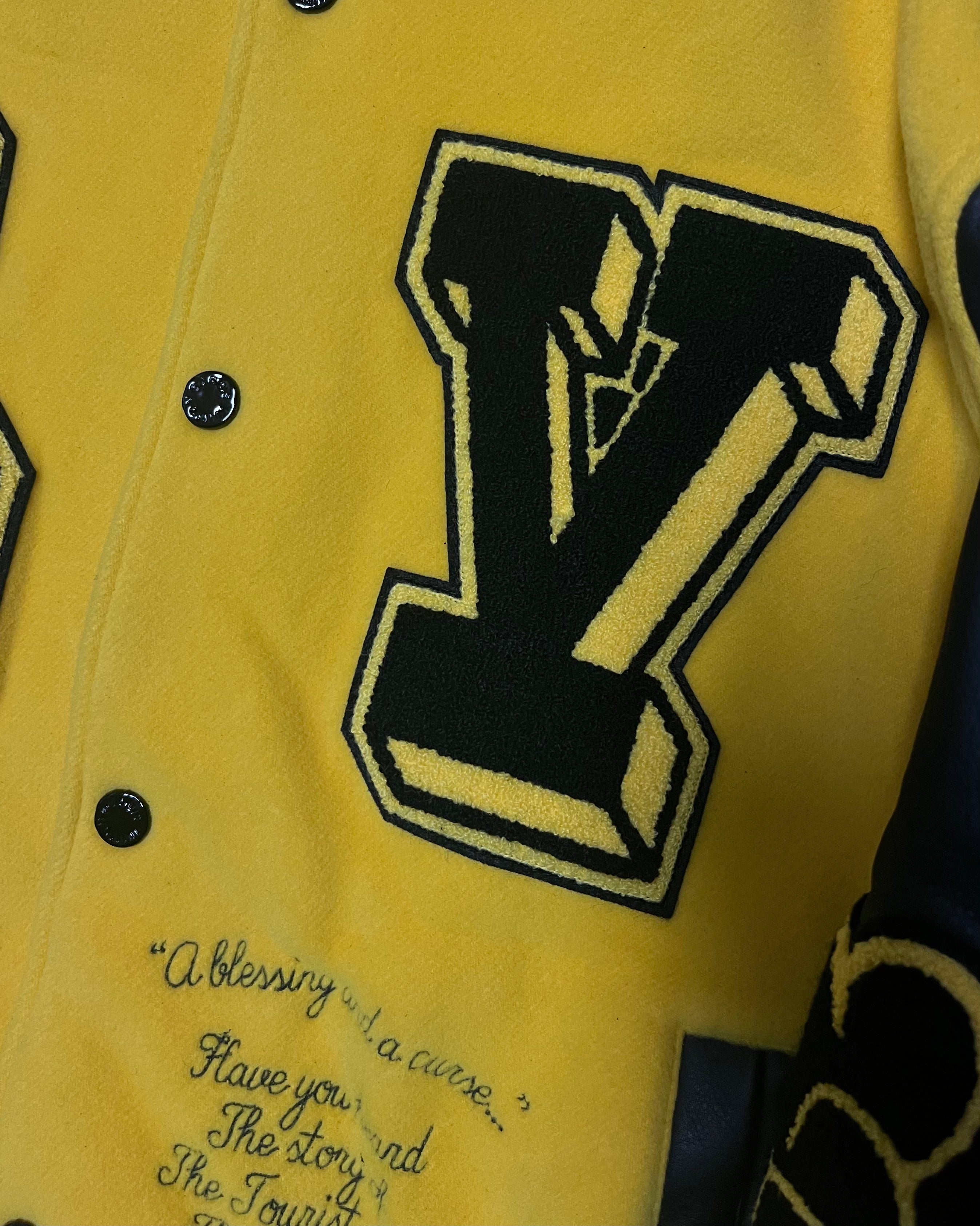 Louis Vuitton Black Yellow Leather Embroidered Varsity