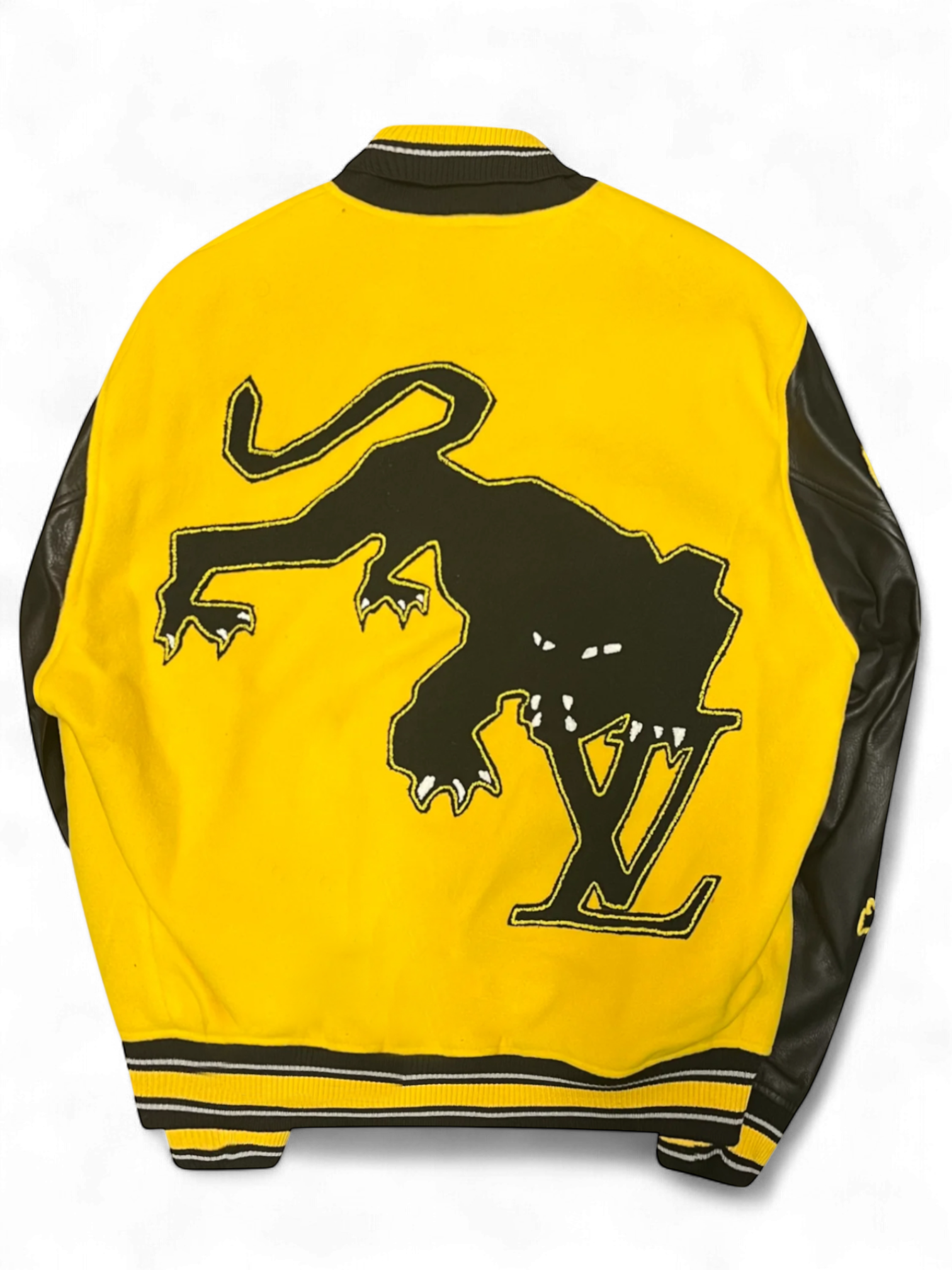Louis Vuitton Black Yellow Leather Embroidered Varsity