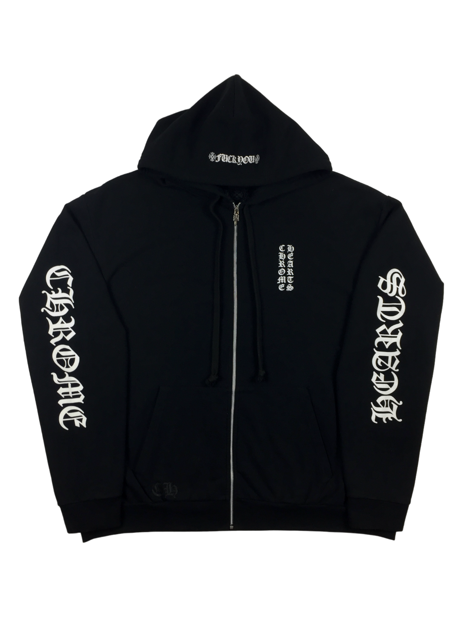 Chrome Hearts Black Fuck You Logo Zip Up Hoodie