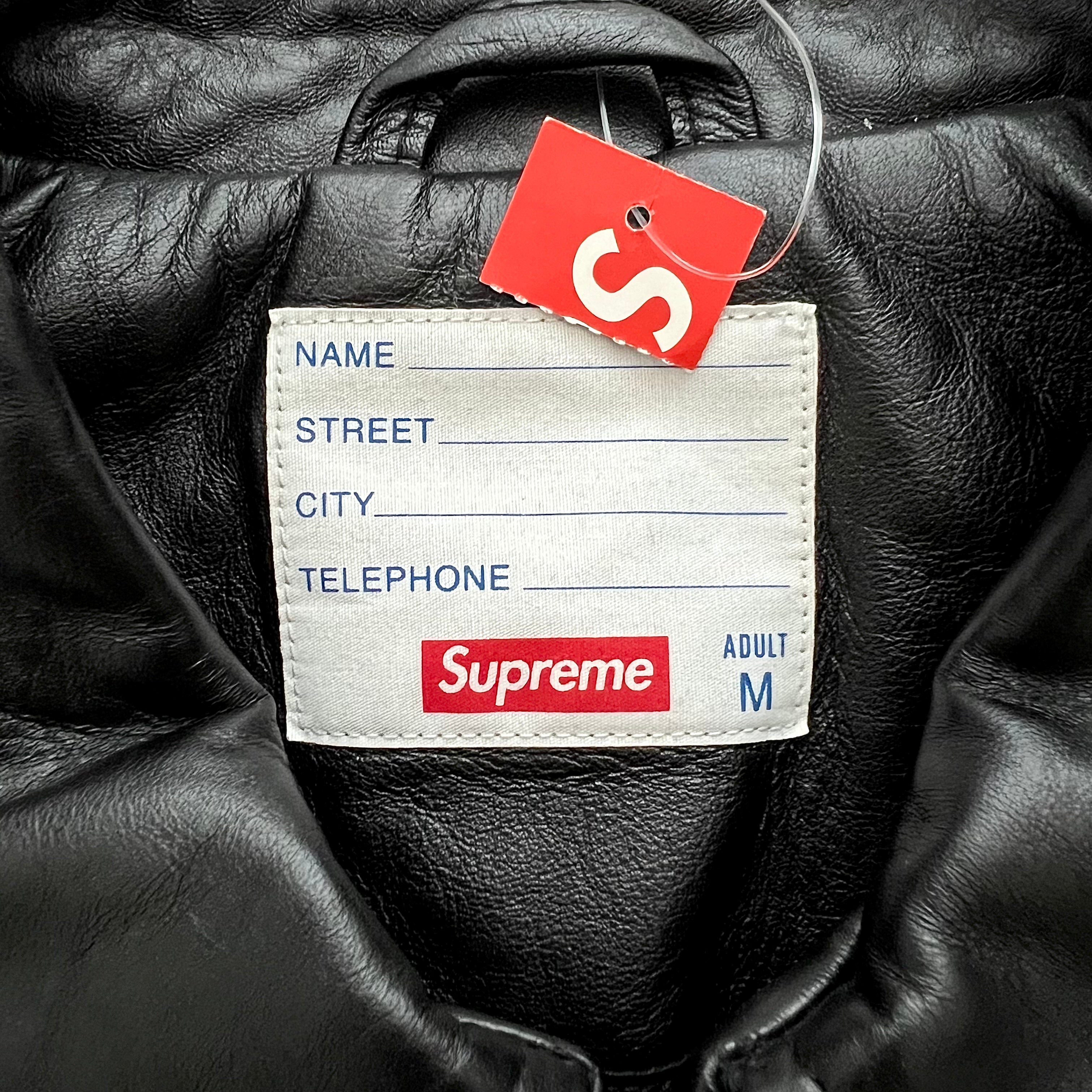 2016 Supreme Black Uptown Studded Leather Varsity Jacket