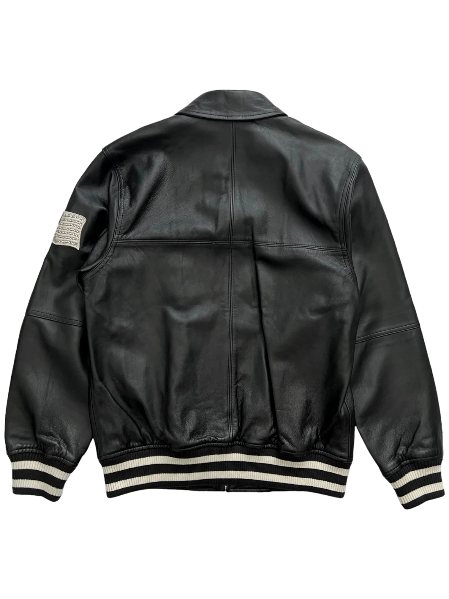 2016 Supreme Black Uptown Studded Leather Varsity Jacket
