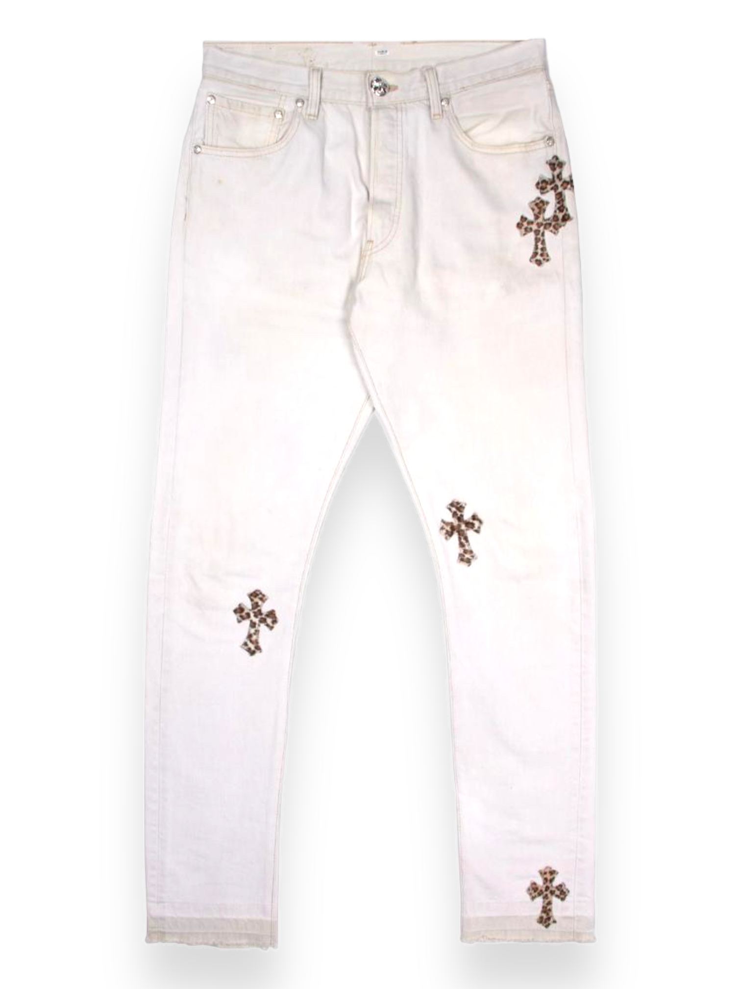 Chrome Hearts Leopard Cross Patch White Levi's Denim Jeans