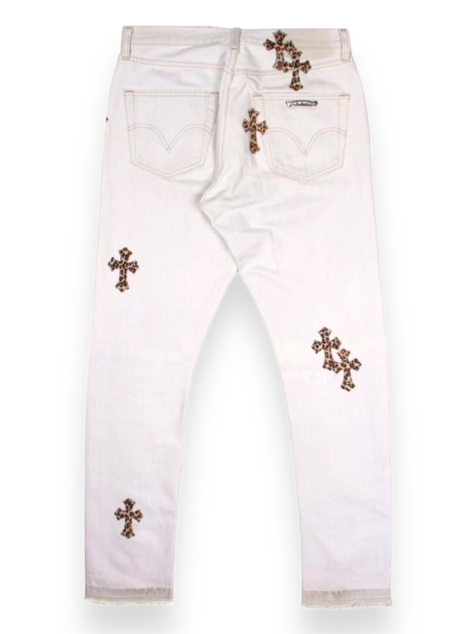 Chrome Hearts Leopard Cross Patch White Levi's Denim Jeans
