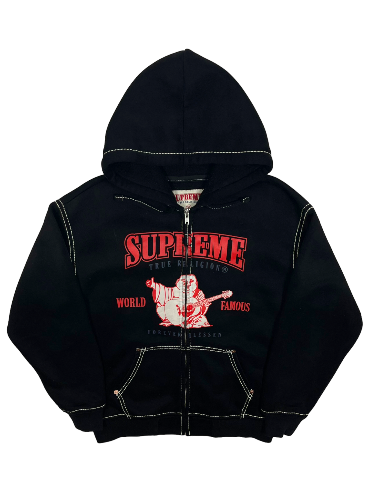 2021 Supreme x True Religion Black Zip Up Hoodie