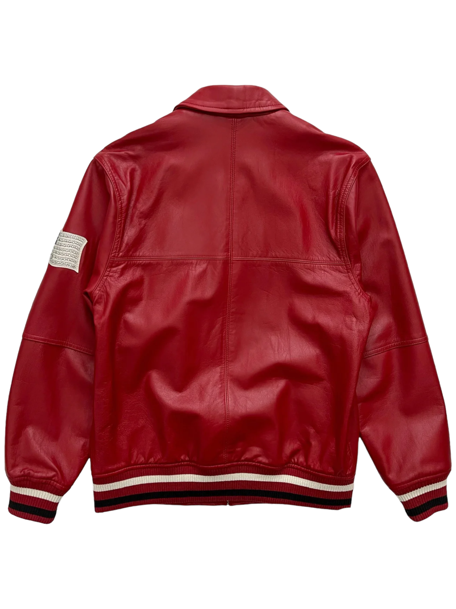 2016 Supreme Red Uptown Studded Leather Varsity Jacket