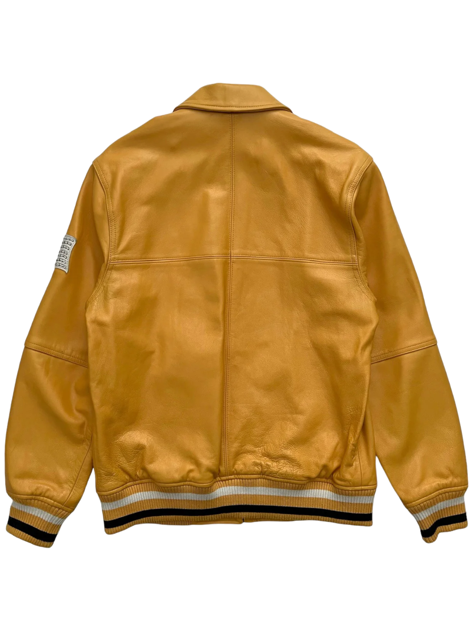2016 Supreme Yellow Uptown Studded Leather Varsity Jacket