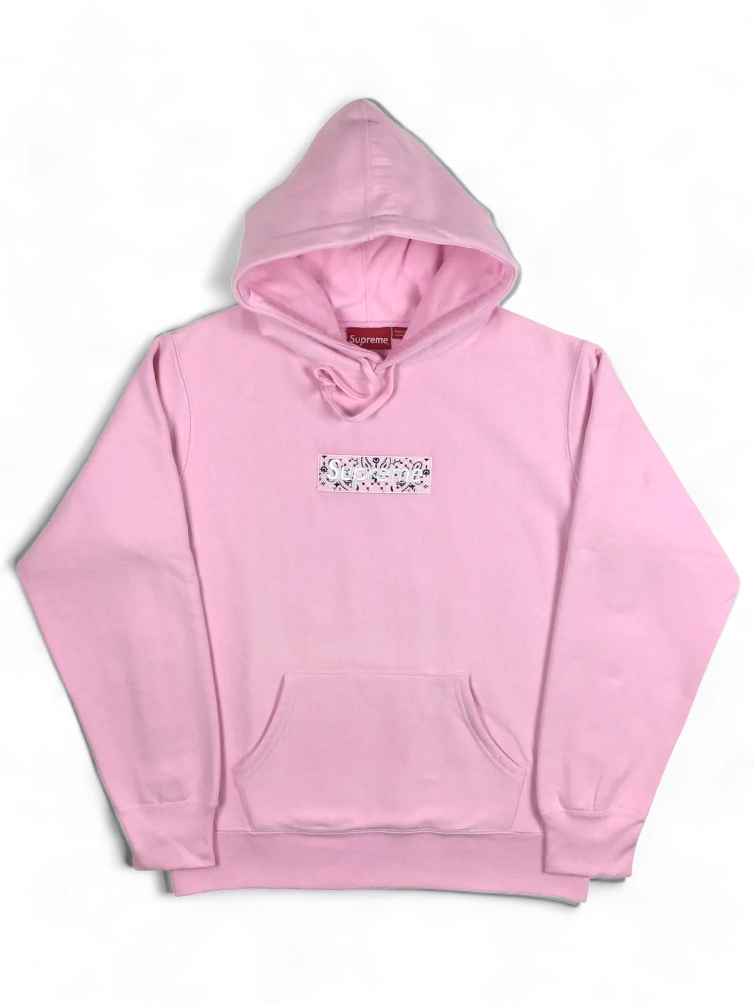 2019 Supreme Pink Bandana Paisley Box Logo Hoodie