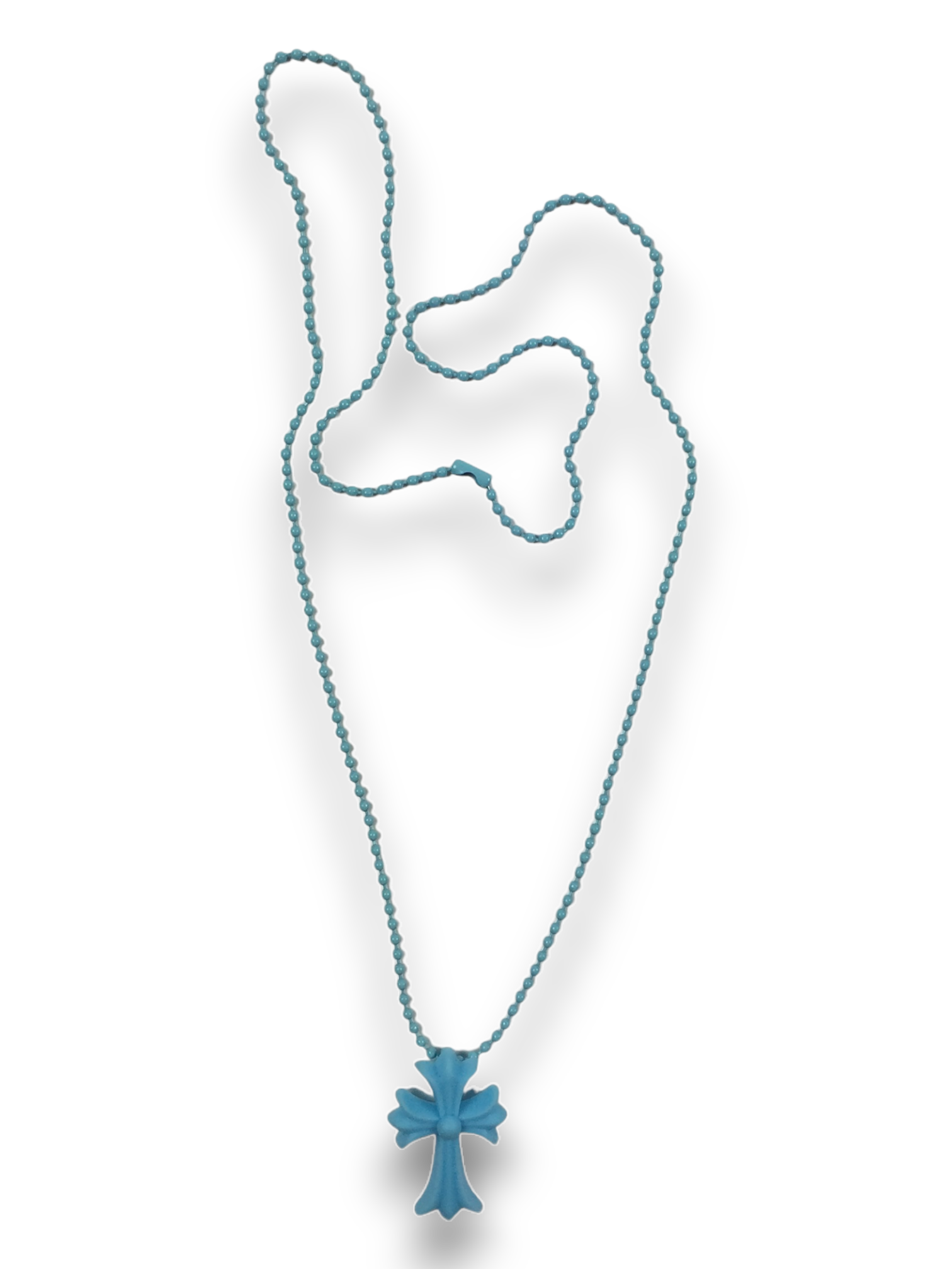 Chrome Hearts 20th Anniversary Teal Blue Silicone Cross Necklace