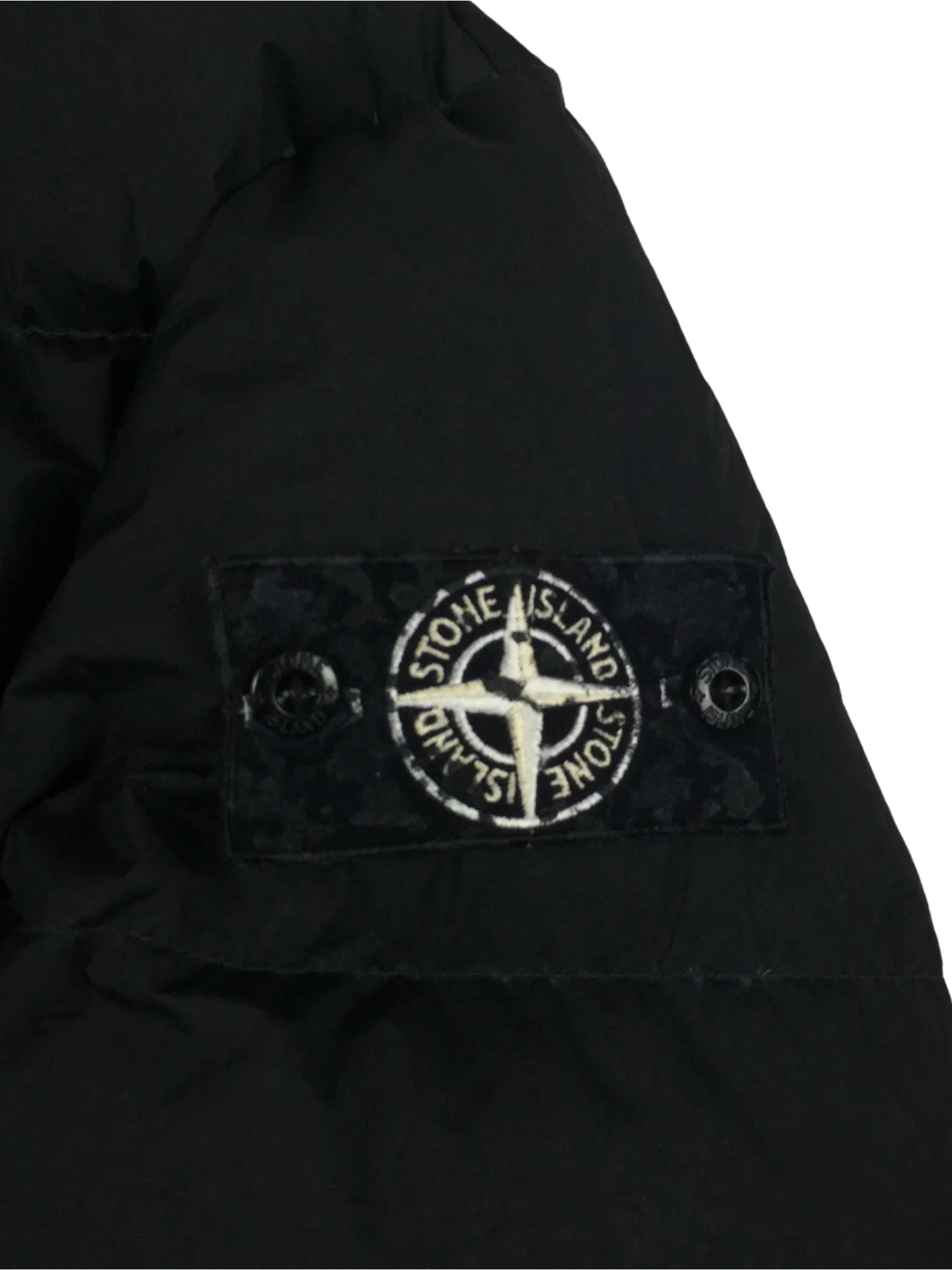 2020 Supreme x Stone Island Black Paintball Camo Crinkle Reps Puffer Jacket