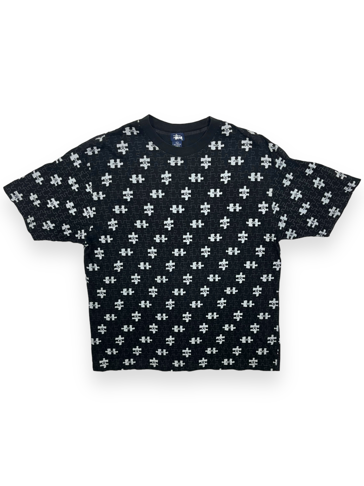 Stussy Vintage Black Grey Puzzle Tee