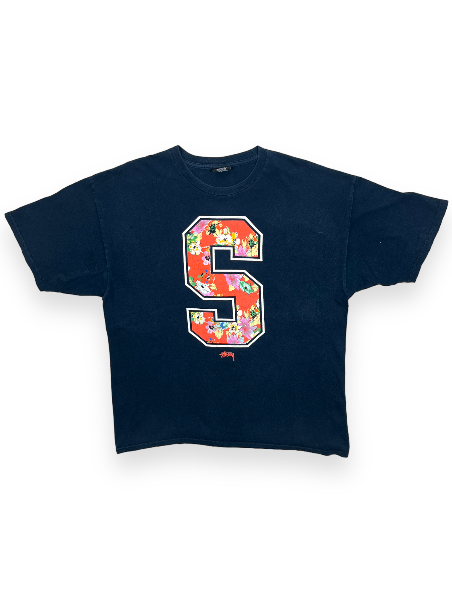 Stussy Vintage Navy Floral S Logo Tee
