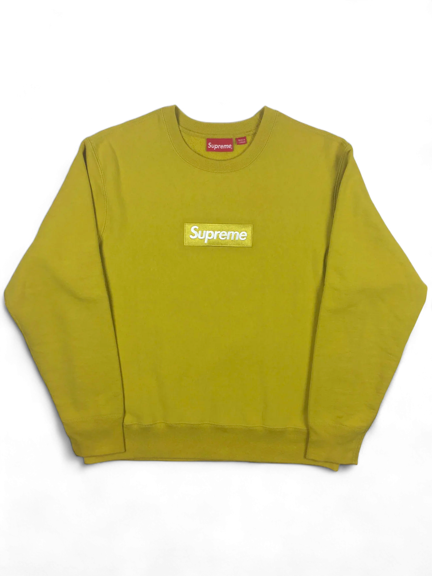 2018 Supreme Mustard Box Logo Crewneck
