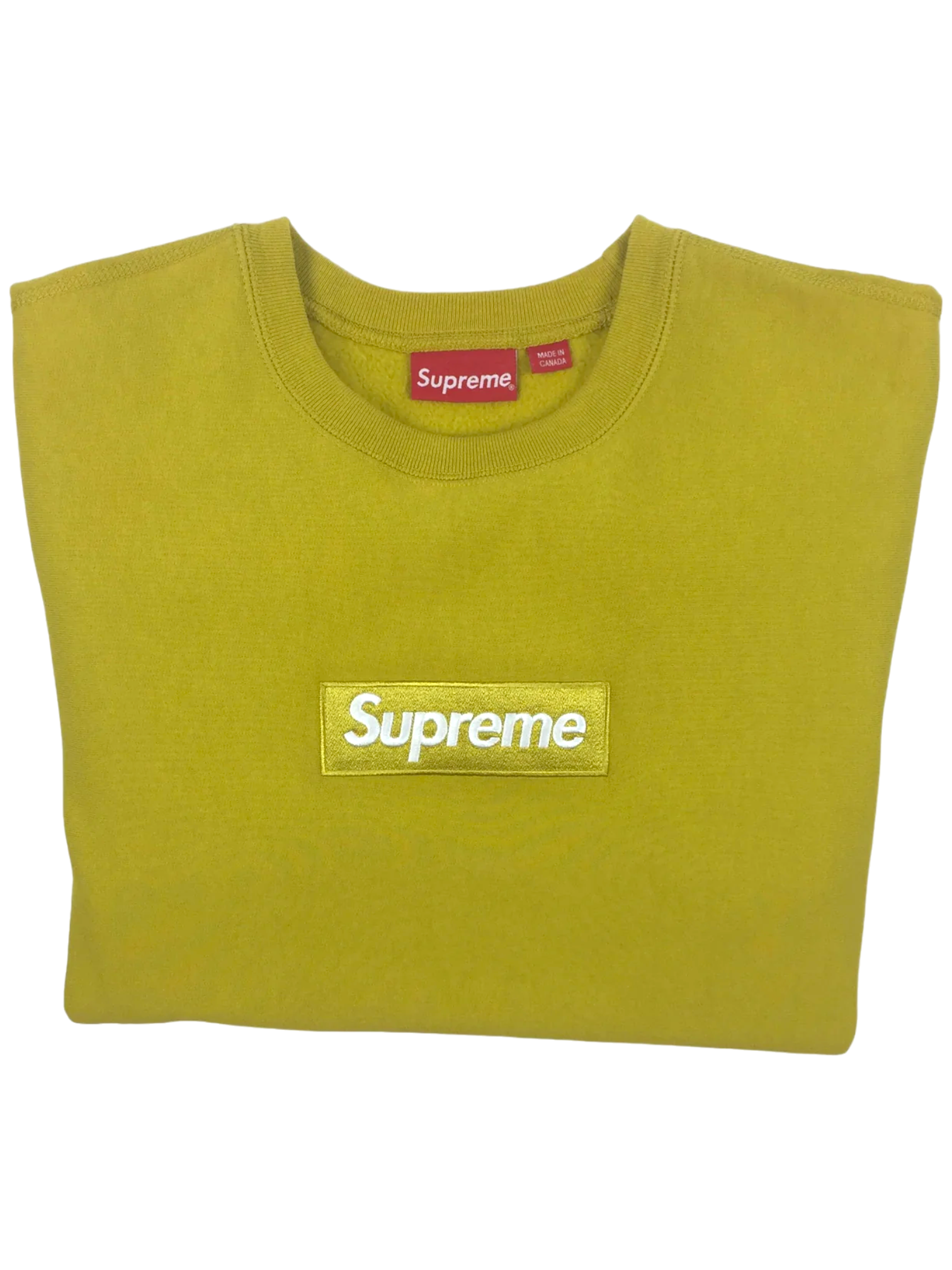 2018 Supreme Mustard Box Logo Crewneck
