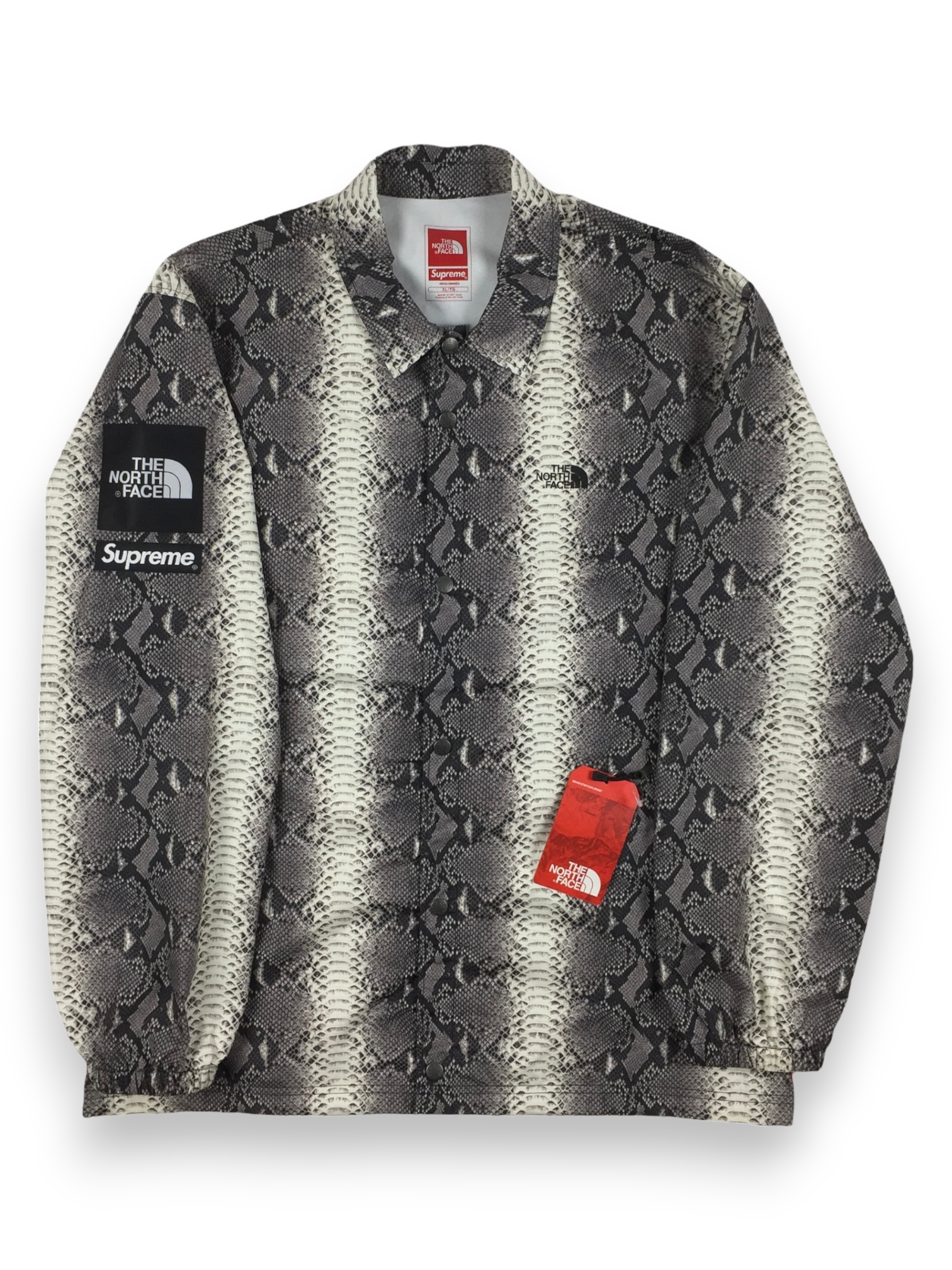 2018 Supreme x The North Face Packable Grey Snakeskin Coach