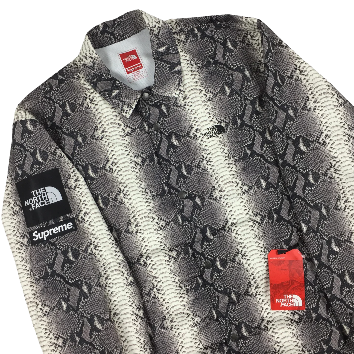 2018 Supreme x The North Face Packable Grey Snakeskin Coach