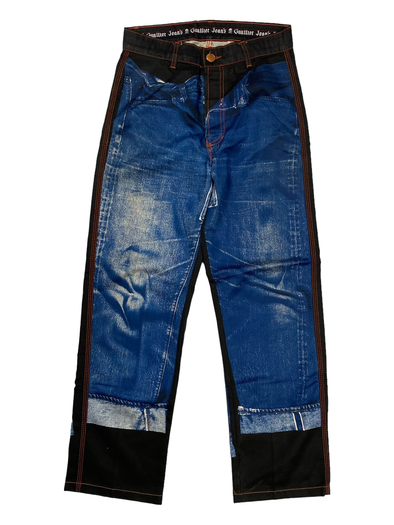 Jean Paul Gaultier JPG Tattoo Print Straight Leg Jeans