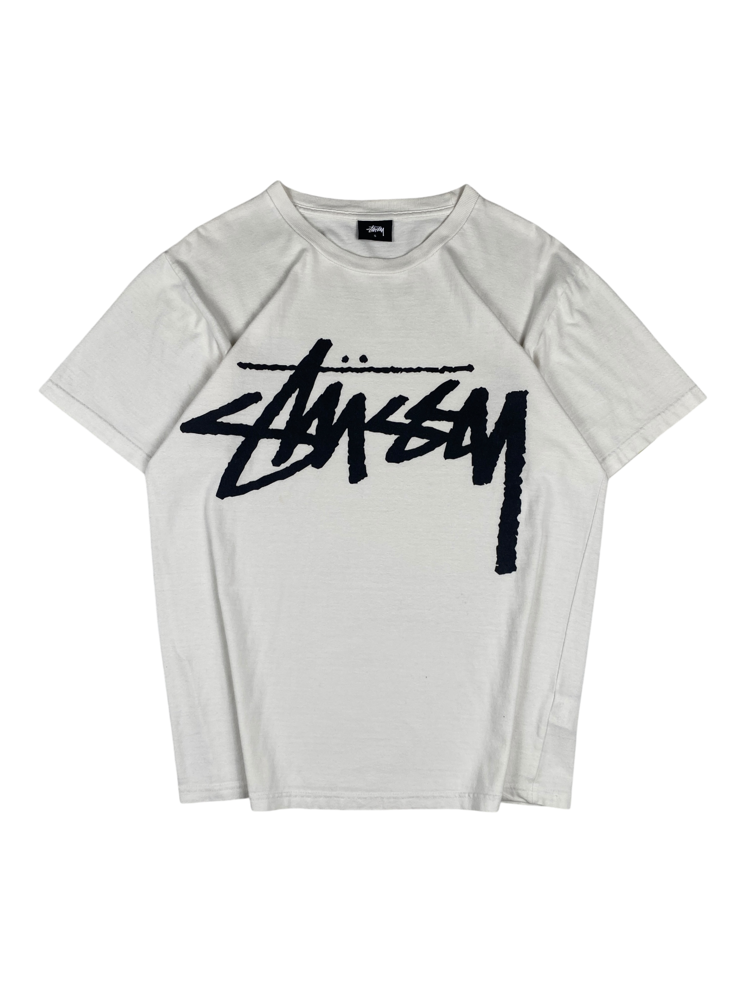 Stussy White Black Logo Tee