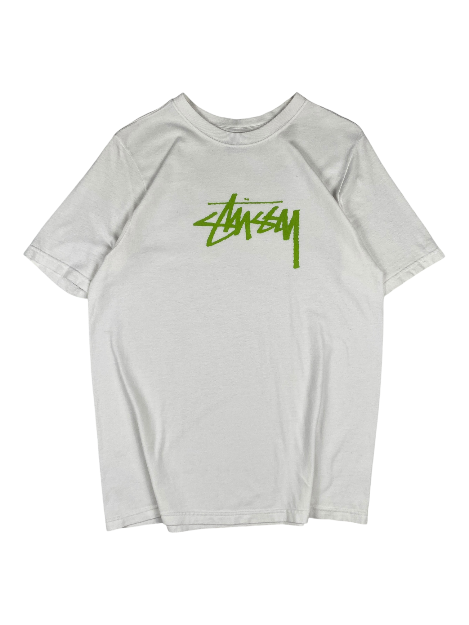 Stussy White Green Logo Tee