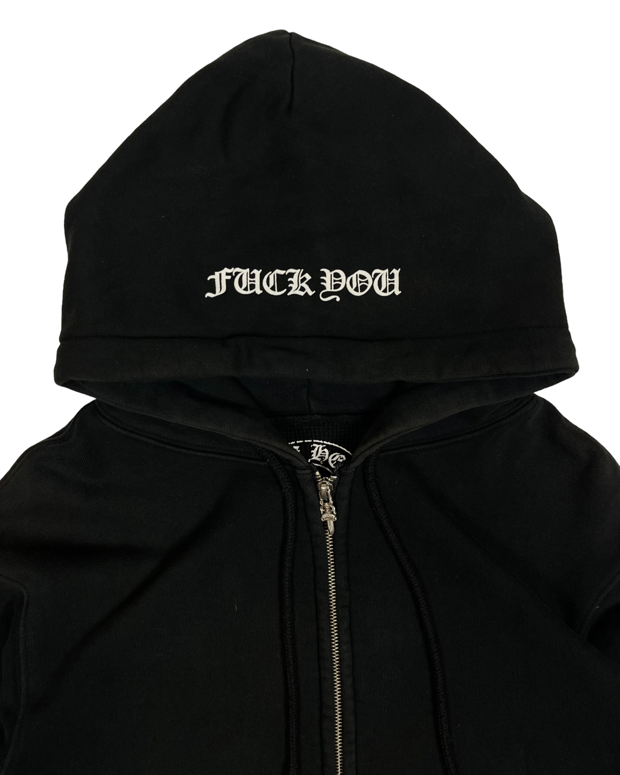Chrome Hearts Black Horseshoe Zip Up Logo Hoodie