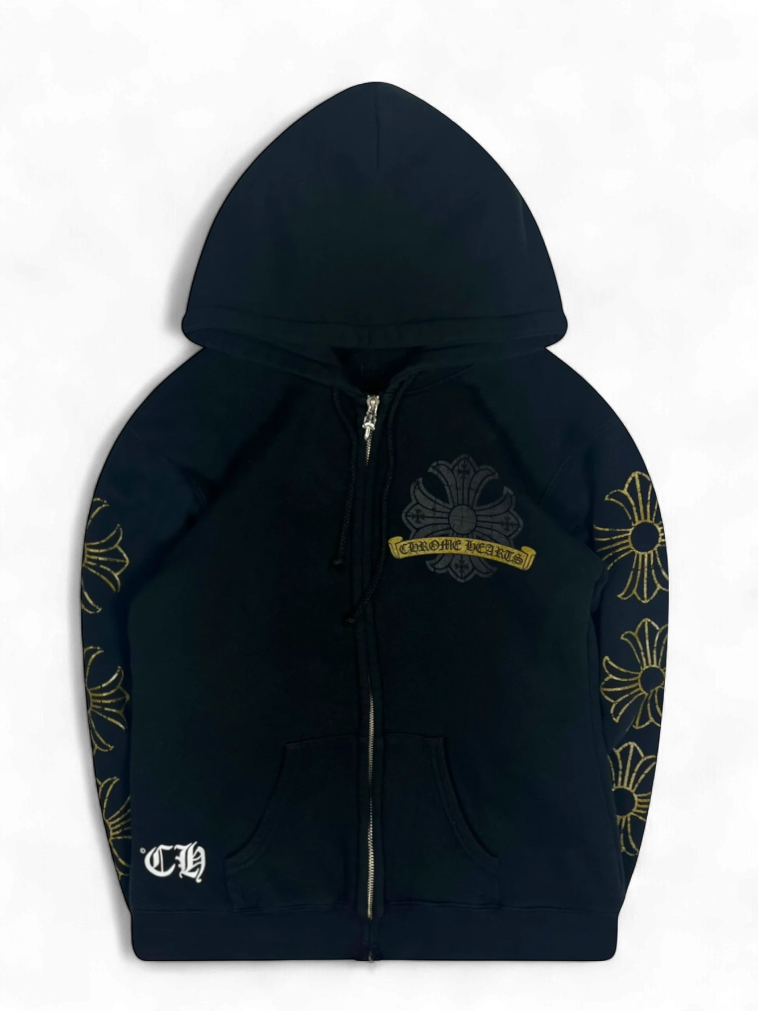Chrome Hearts Gold Cross Logo Thermal Hoodie