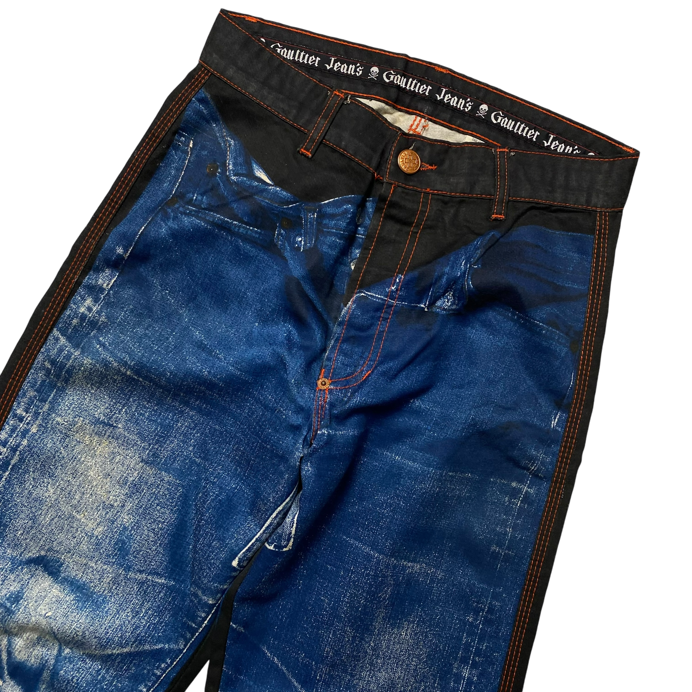 Jean Paul Gaultier JPG Tattoo Print Straight Leg Jeans