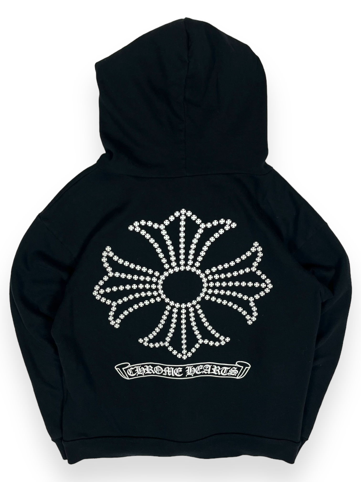 Chrome Hearts Black Cross Spellout Logo Zip Up Hoodie