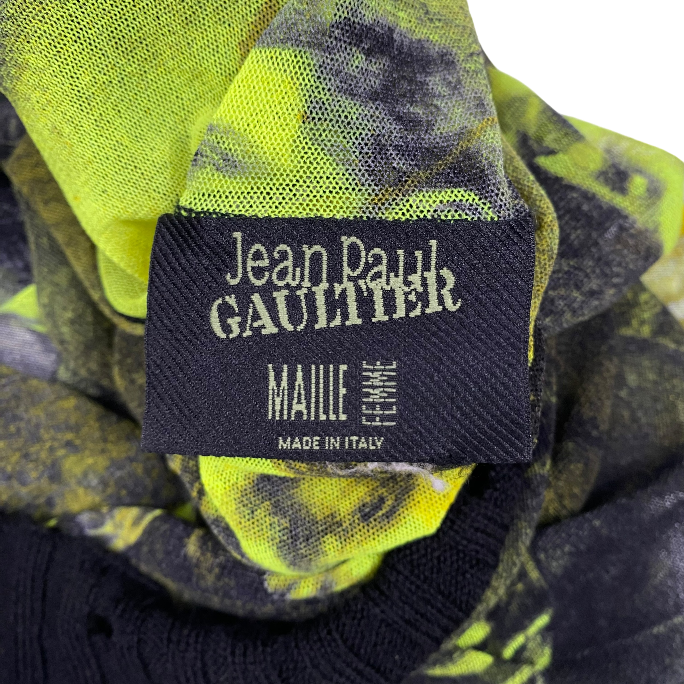 Jean Paul Gaultier SS92 Portrait Distressed Mesh Top
