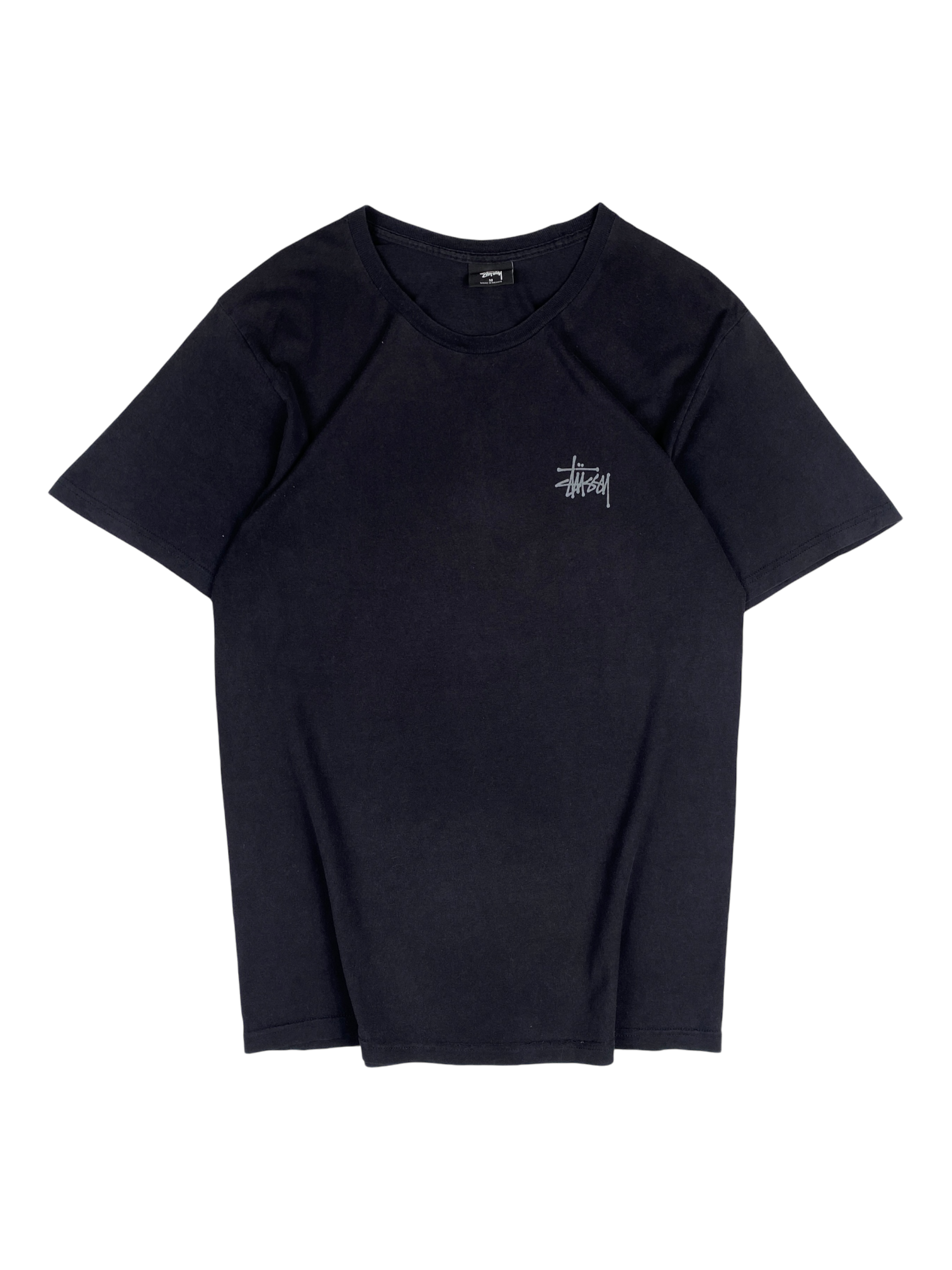 Stussy Black Grey Logo Tee