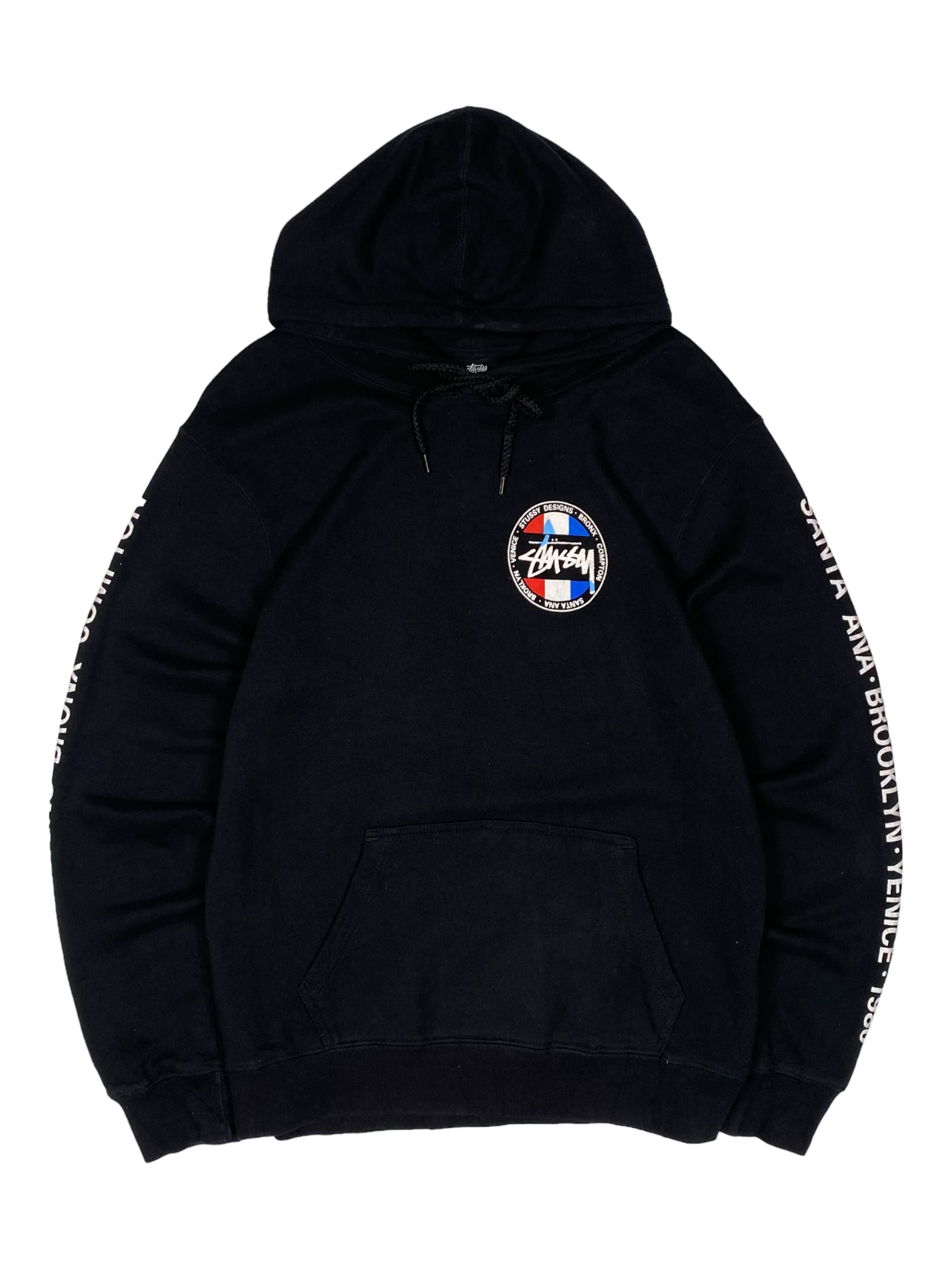 Stussy Black Red Blue Logo Hoodie