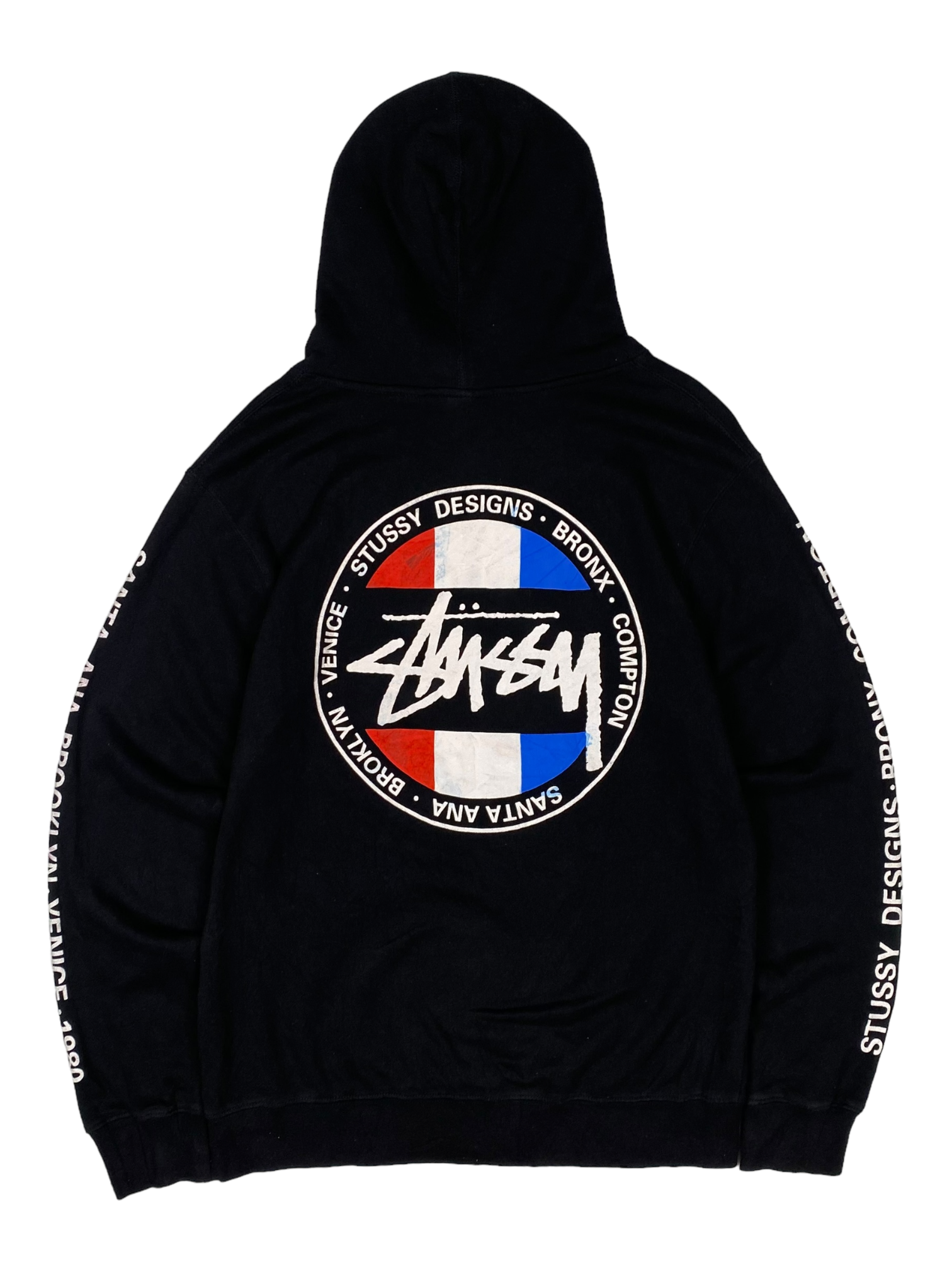 Stussy Black Red Blue Logo Hoodie
