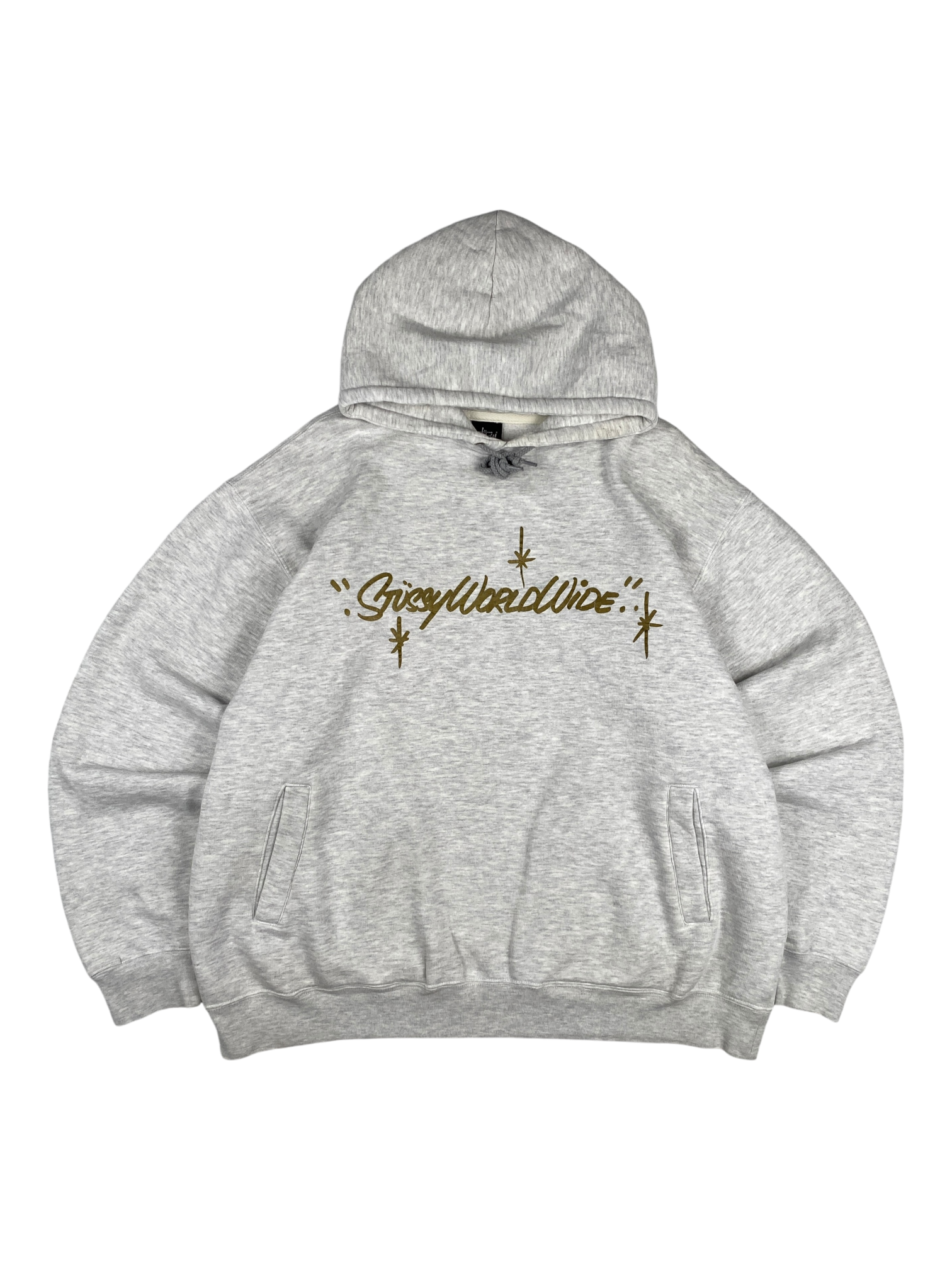 Stussy Grey Worldwide Logo Hoodie