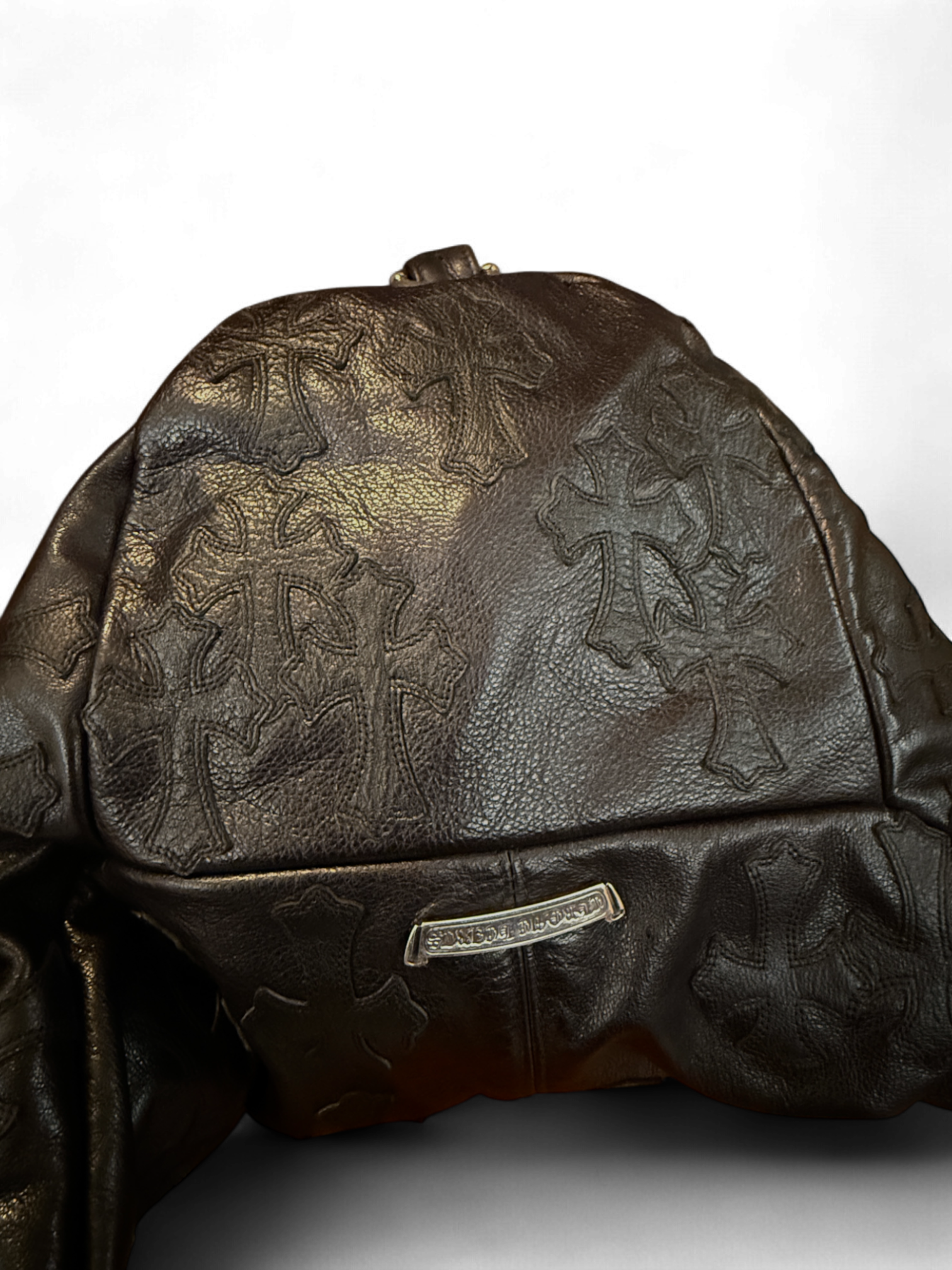 Chrome Hearts Black Cross Patch Leather Snat