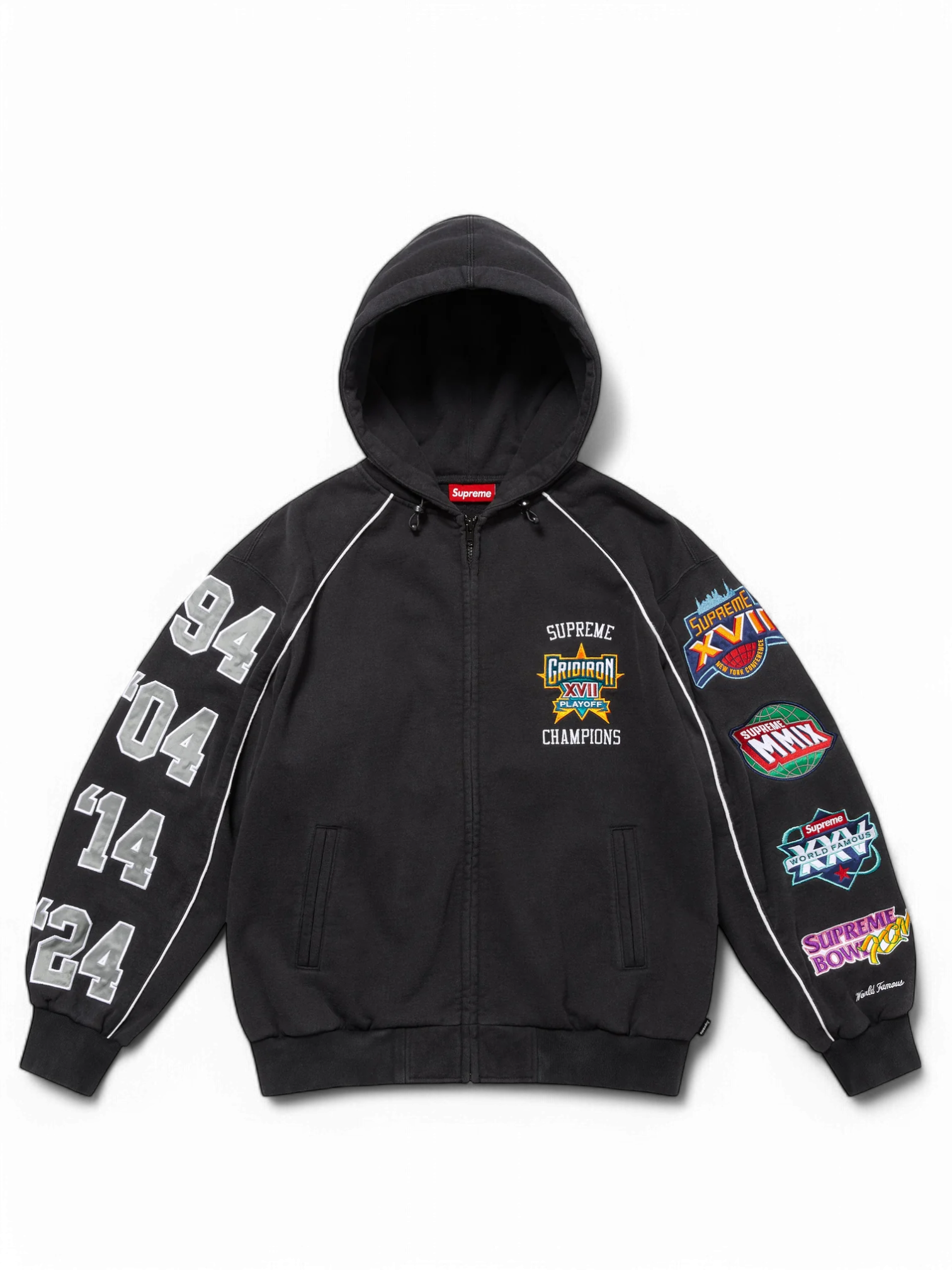 Supreme Black Playoffs Zip Up Hooded Sweatshirt