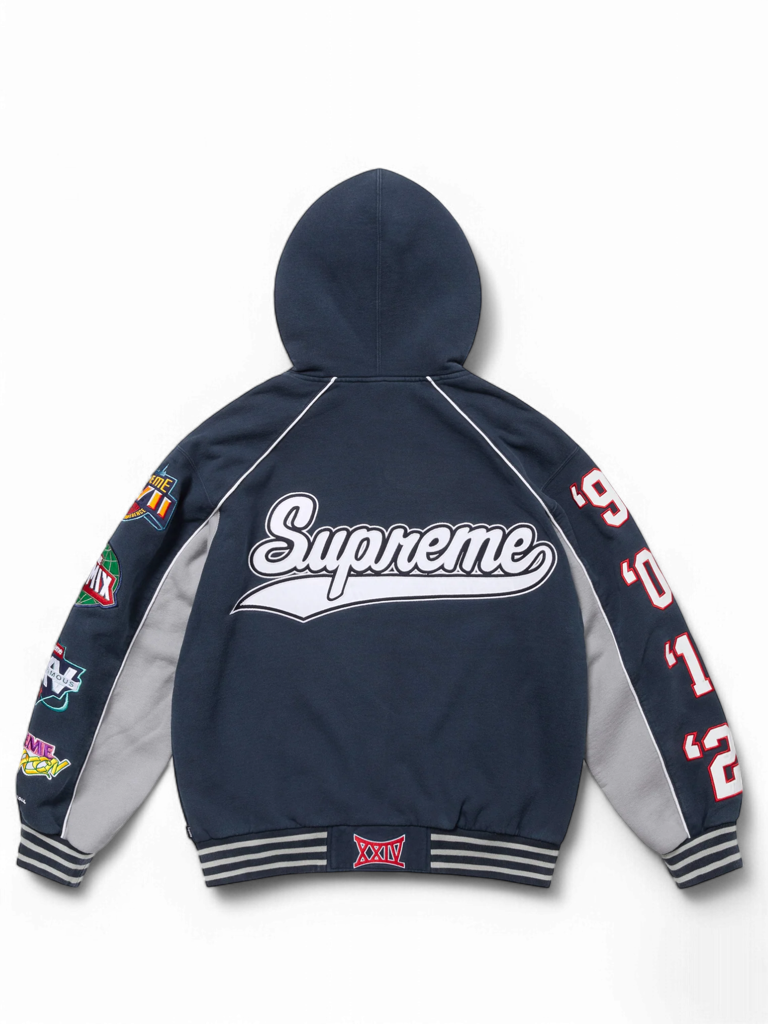 Supreme Navy Playoffs Zip Up Hooded Sweatshirt
