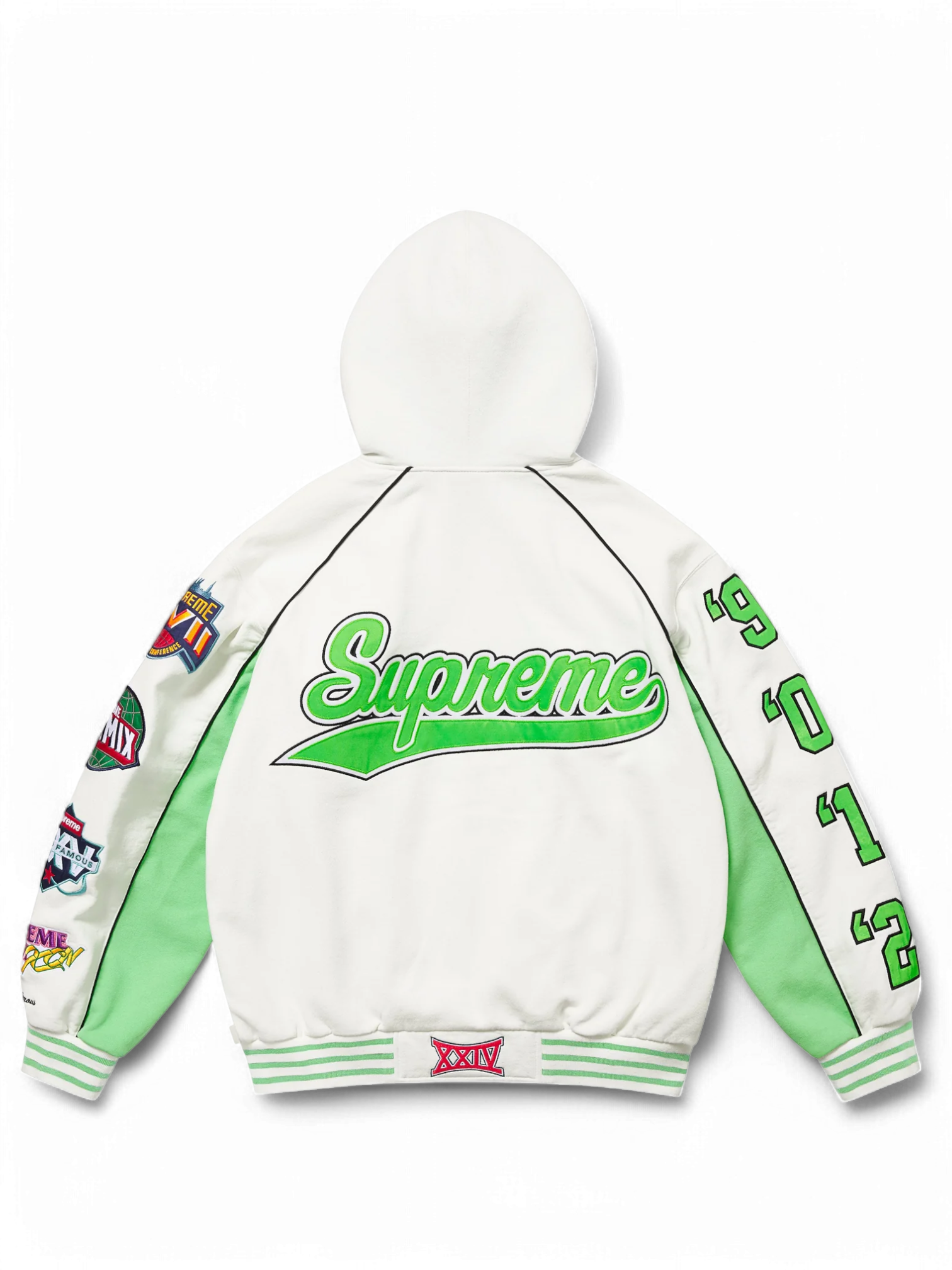 Supreme White Playoffs Zip Up Hooded Sweatshirt