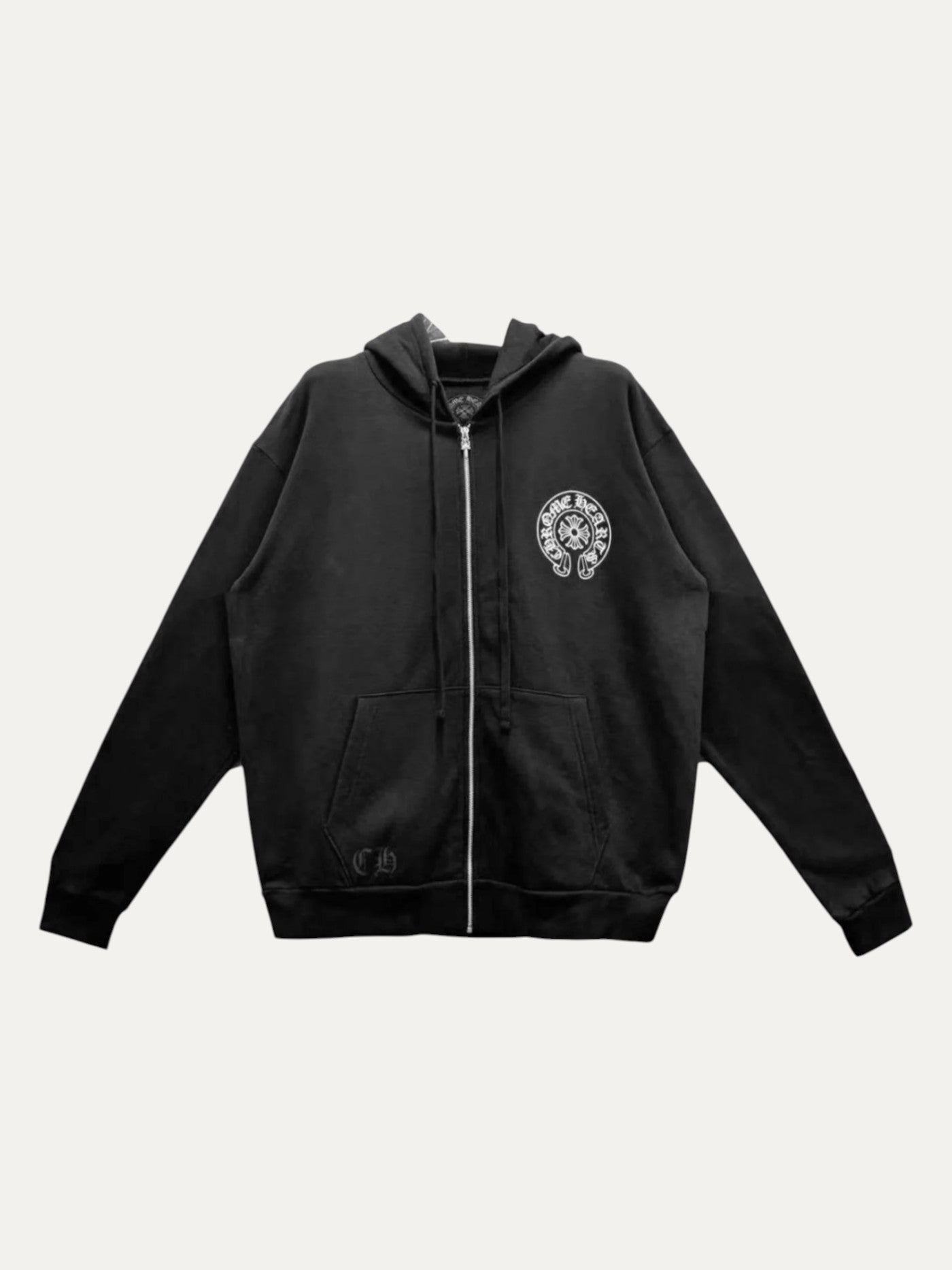 Chrome Hearts Miami Exclusive Black Horseshoe Zip Up Hoodie