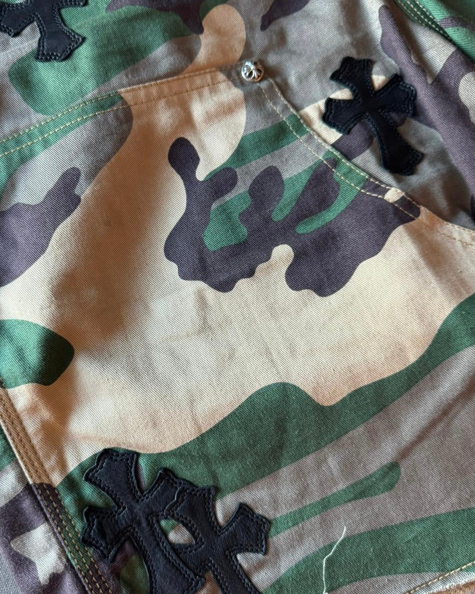 Chrome Hearts Matty Boy Cross Patch Sex Records Camo Cargo Shorts