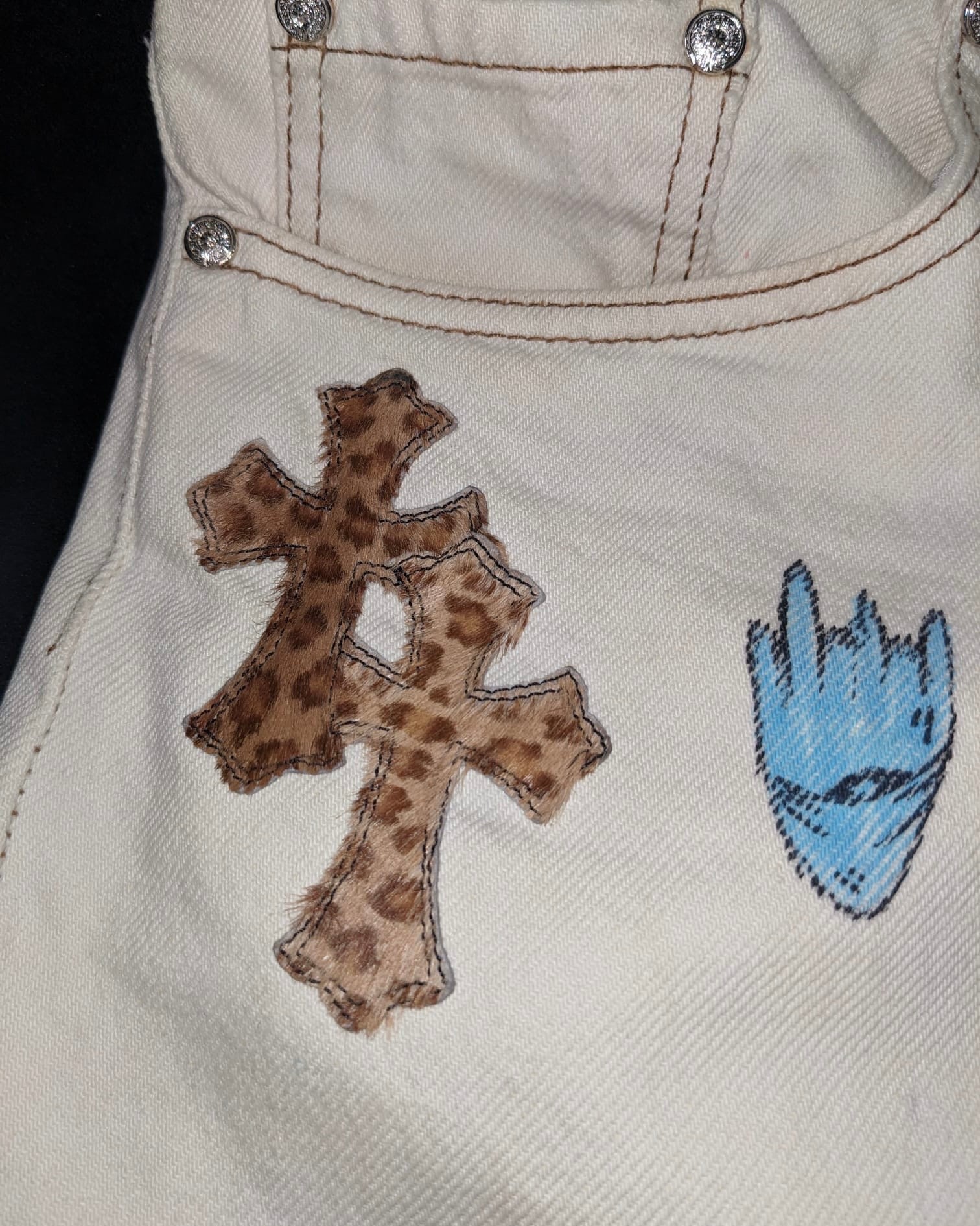 Chrome Hearts Matty Boy 1/1 Custom Painted Levi's Cross Patch Jeans