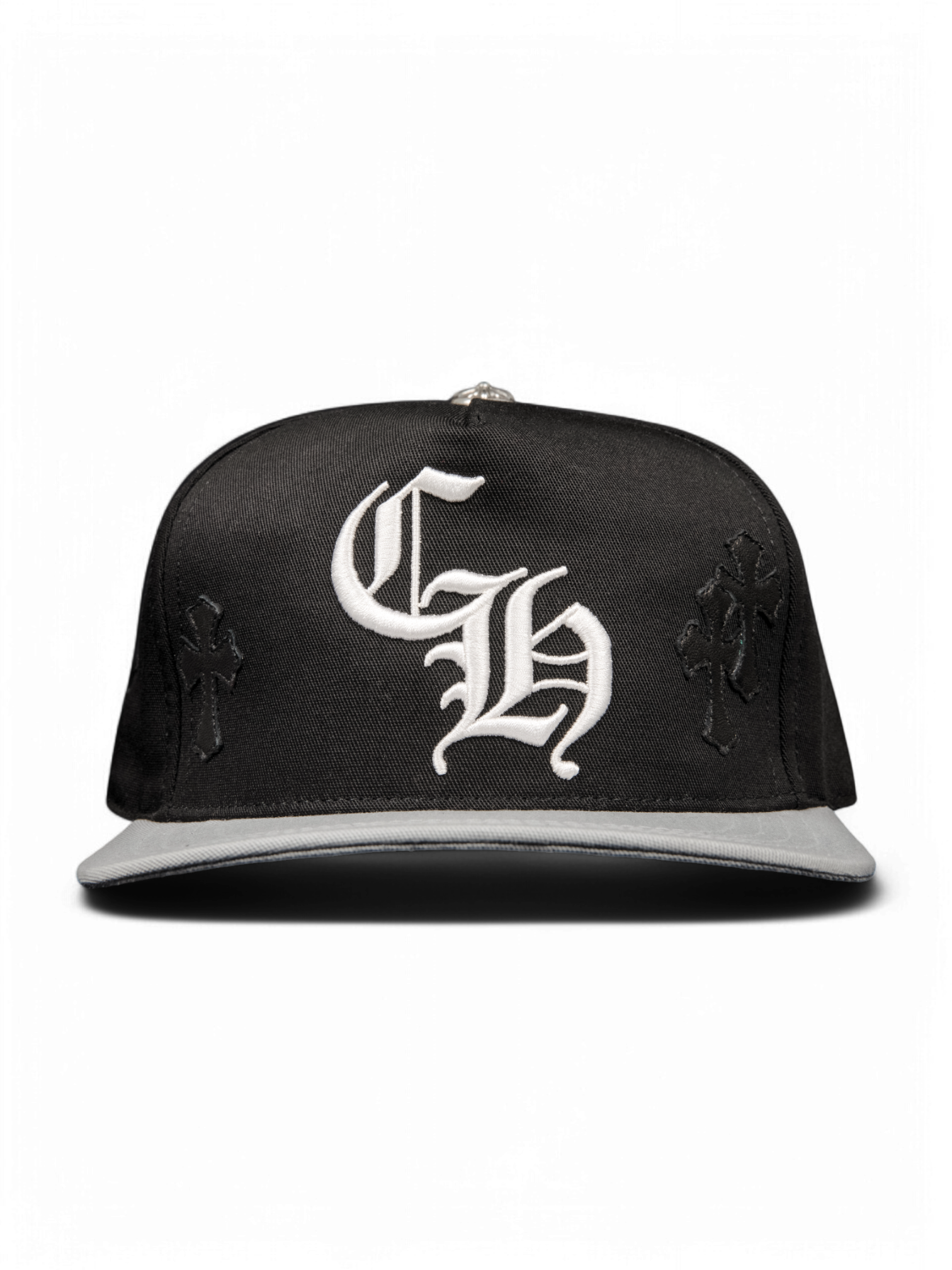 Chrome Hearts Black Grey Cross Patch Baseball Cap