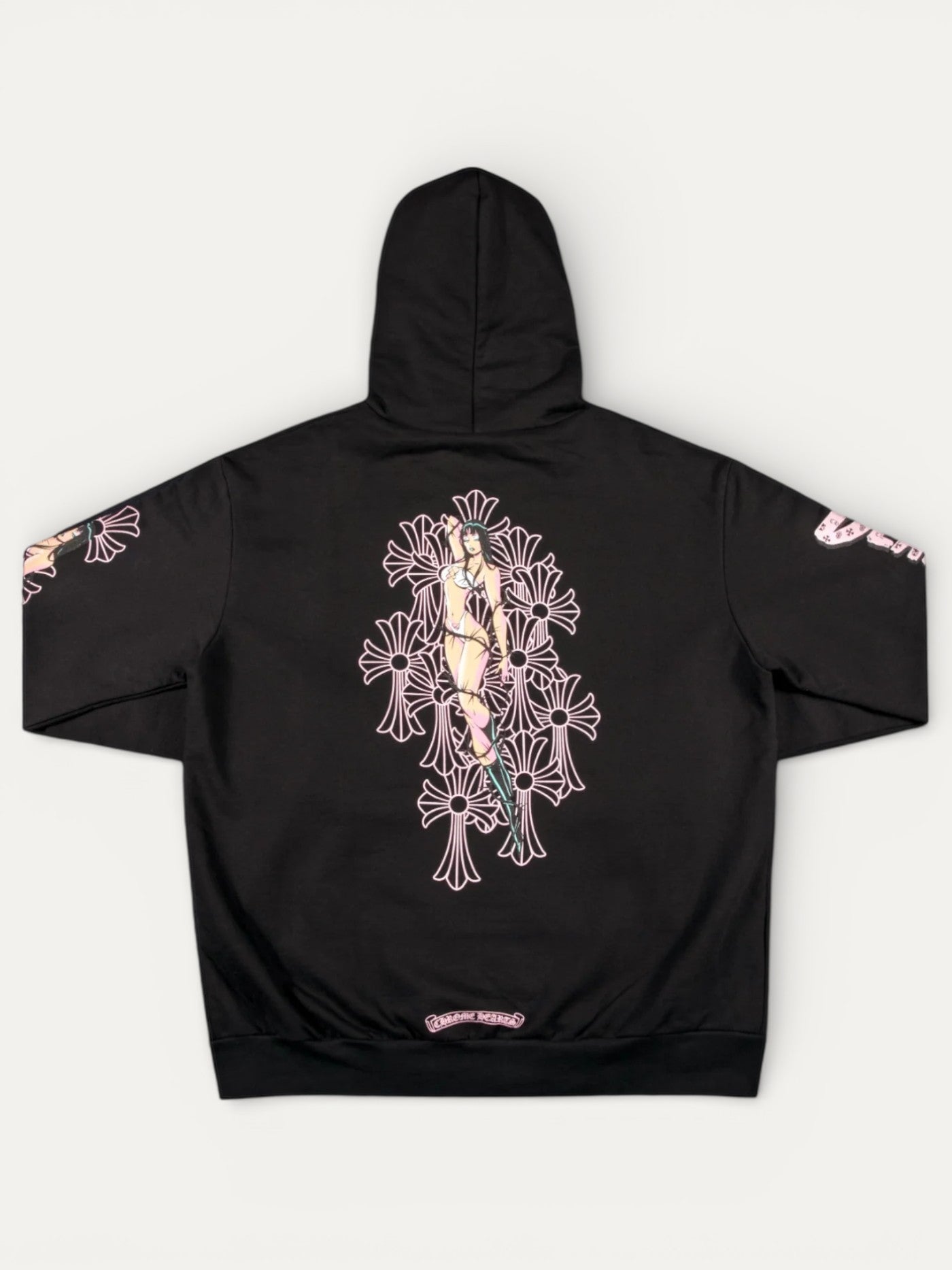 Chrome Hearts Deadly Doll Pink Cross Scroll Logo Zip Up Hoodie