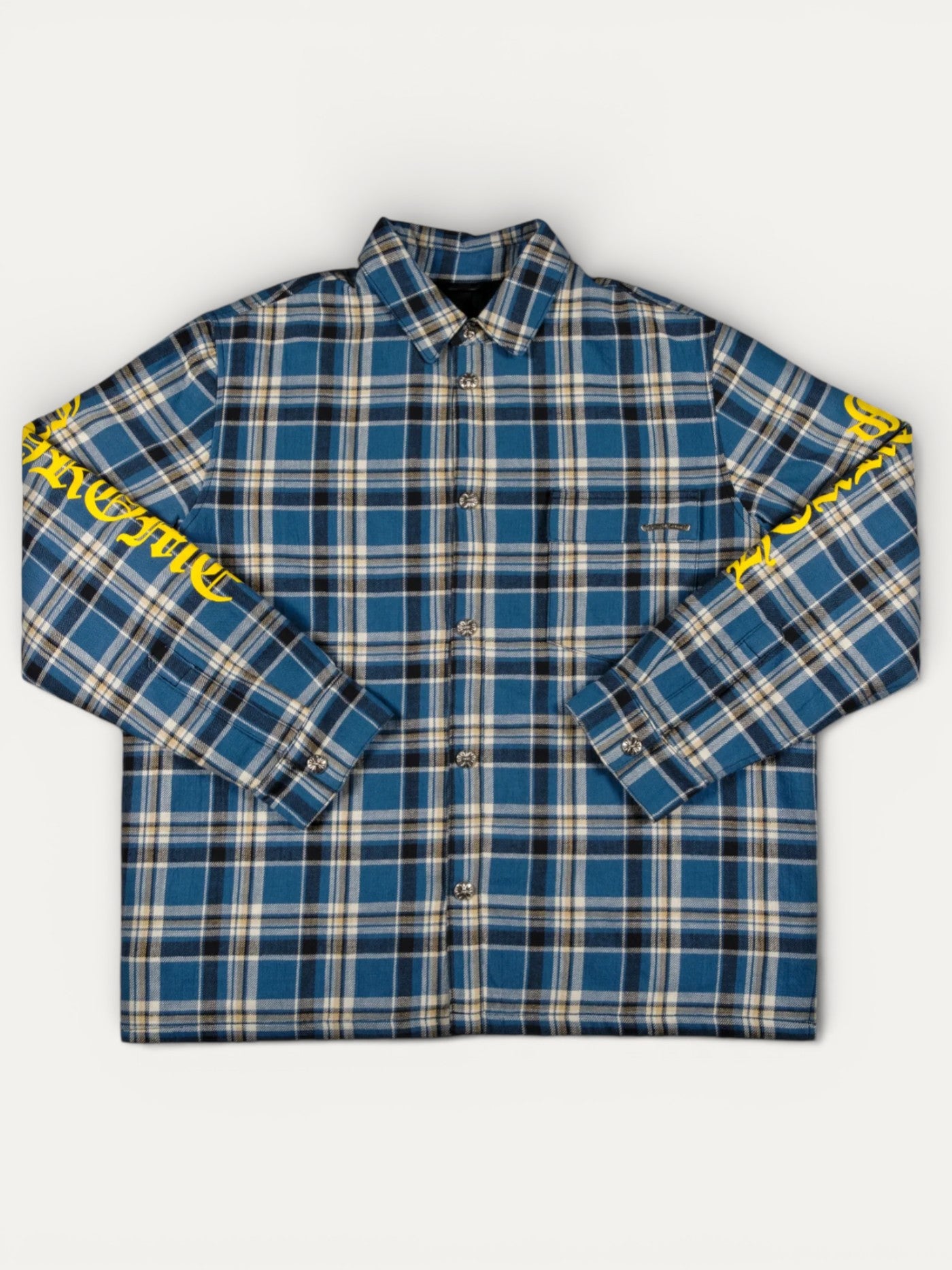 Chrome Hearts Blue Padded Flannel Jacket