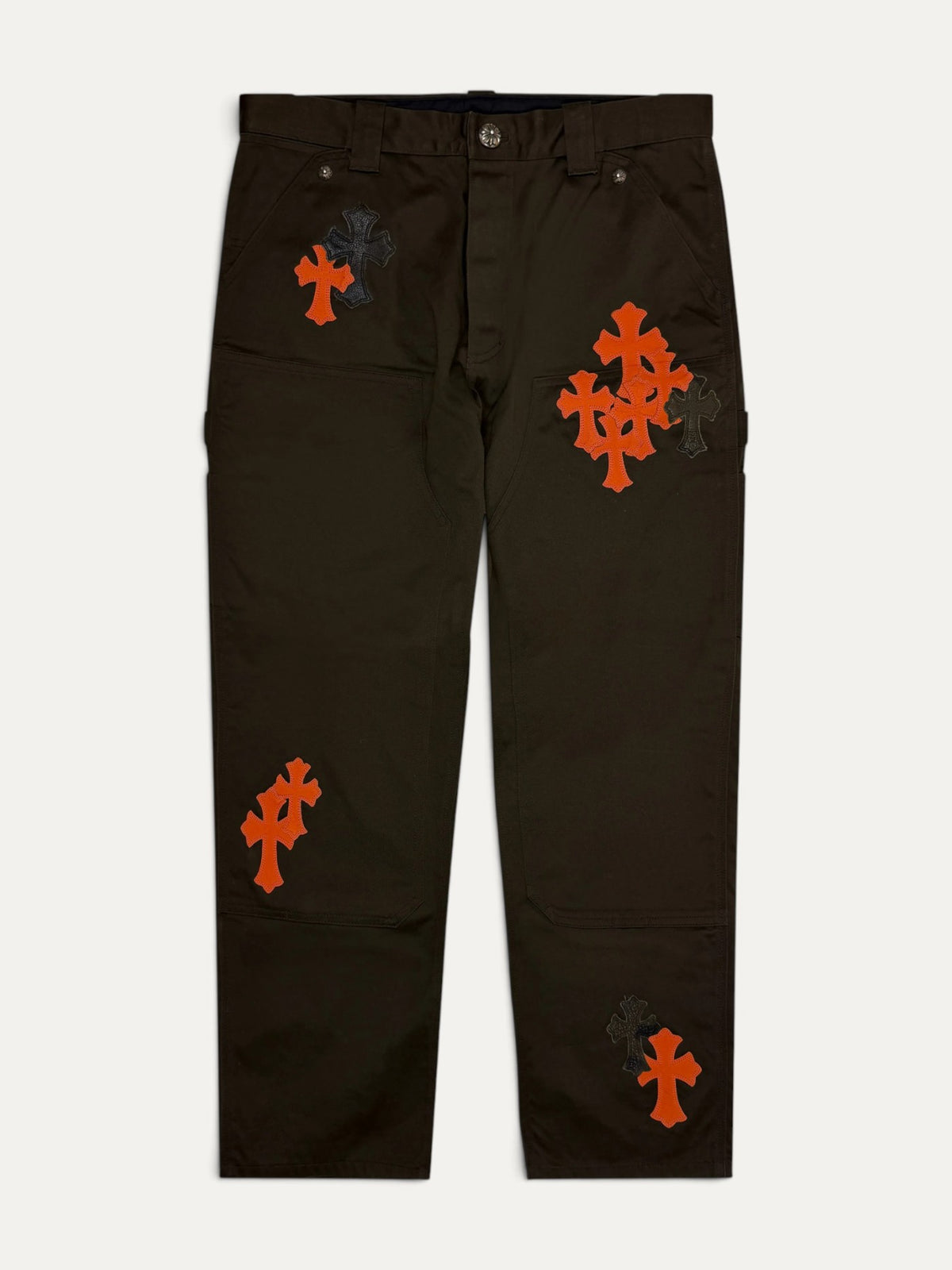 Chrome Hearts Brown Orange Cross Patch Carpenters Pants