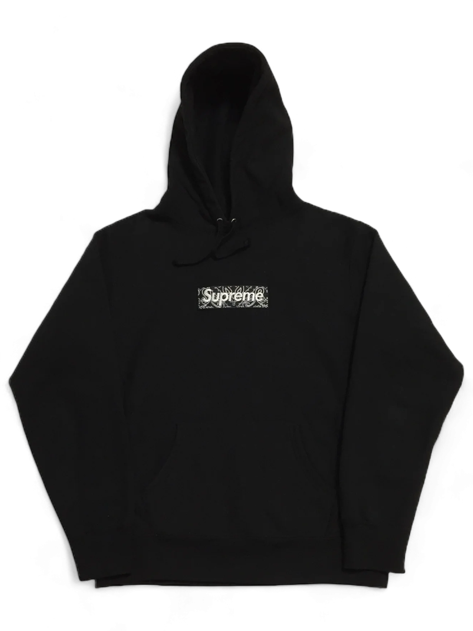 2019 Supreme Black Bandana Paisley Box Logo Hoodie