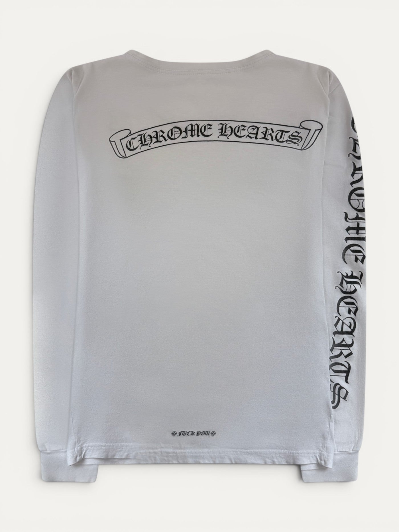 Chrome Hearts Vintage White Scroll Logo Longsleeve
