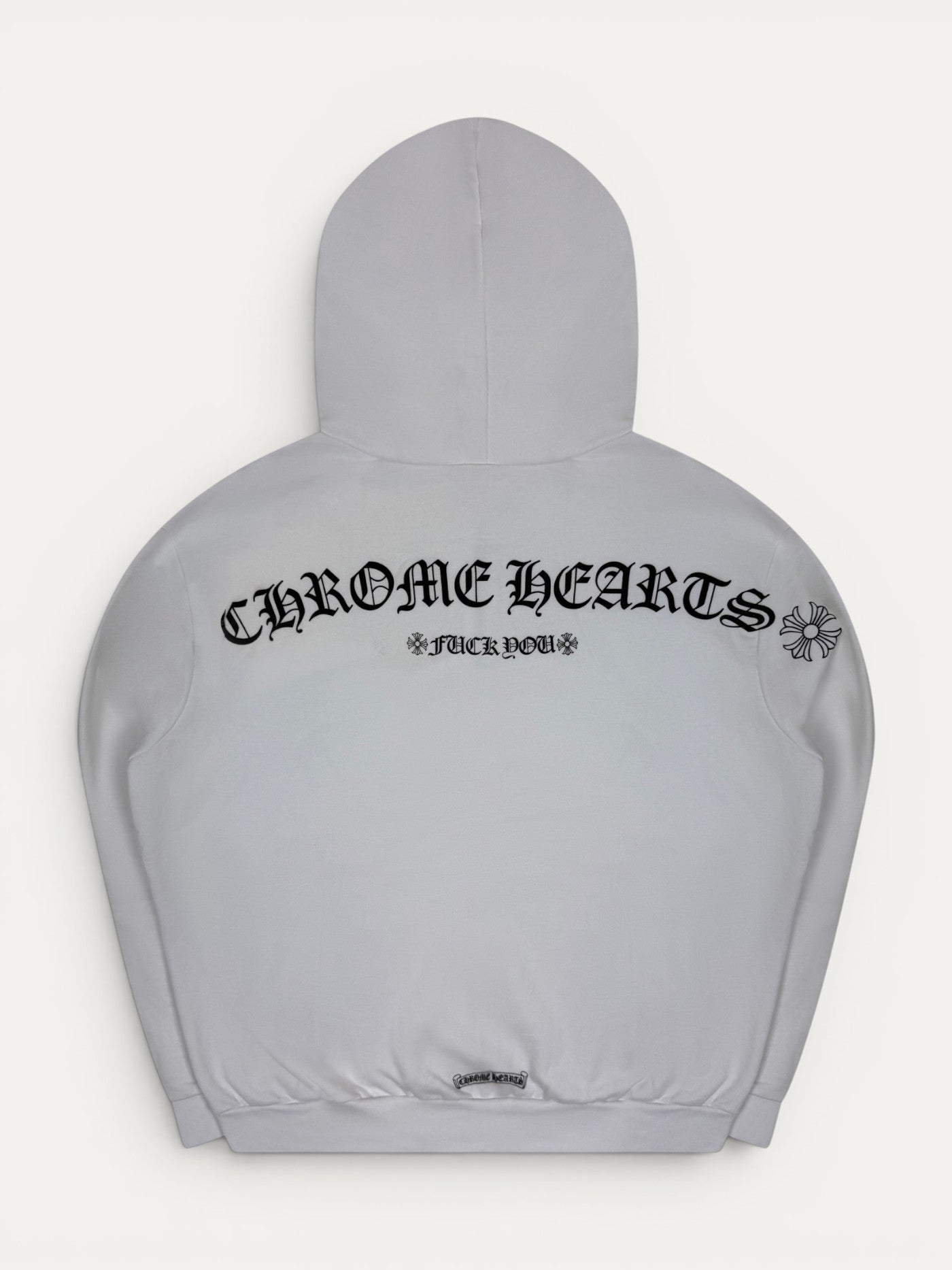 Chrome Hearts T-Bar Old English White Zip Up Hoodie