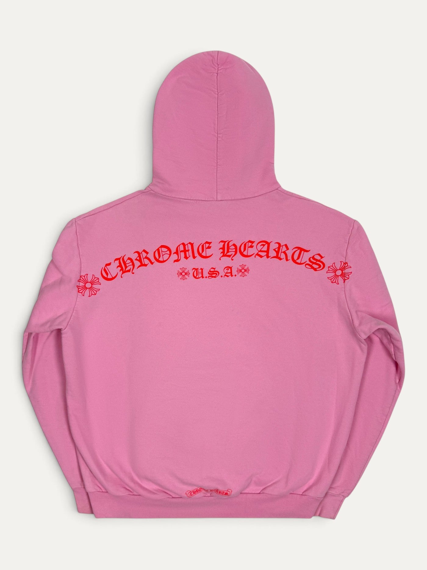 Chrome Hearts Old English Red Pink Logo Hoodie